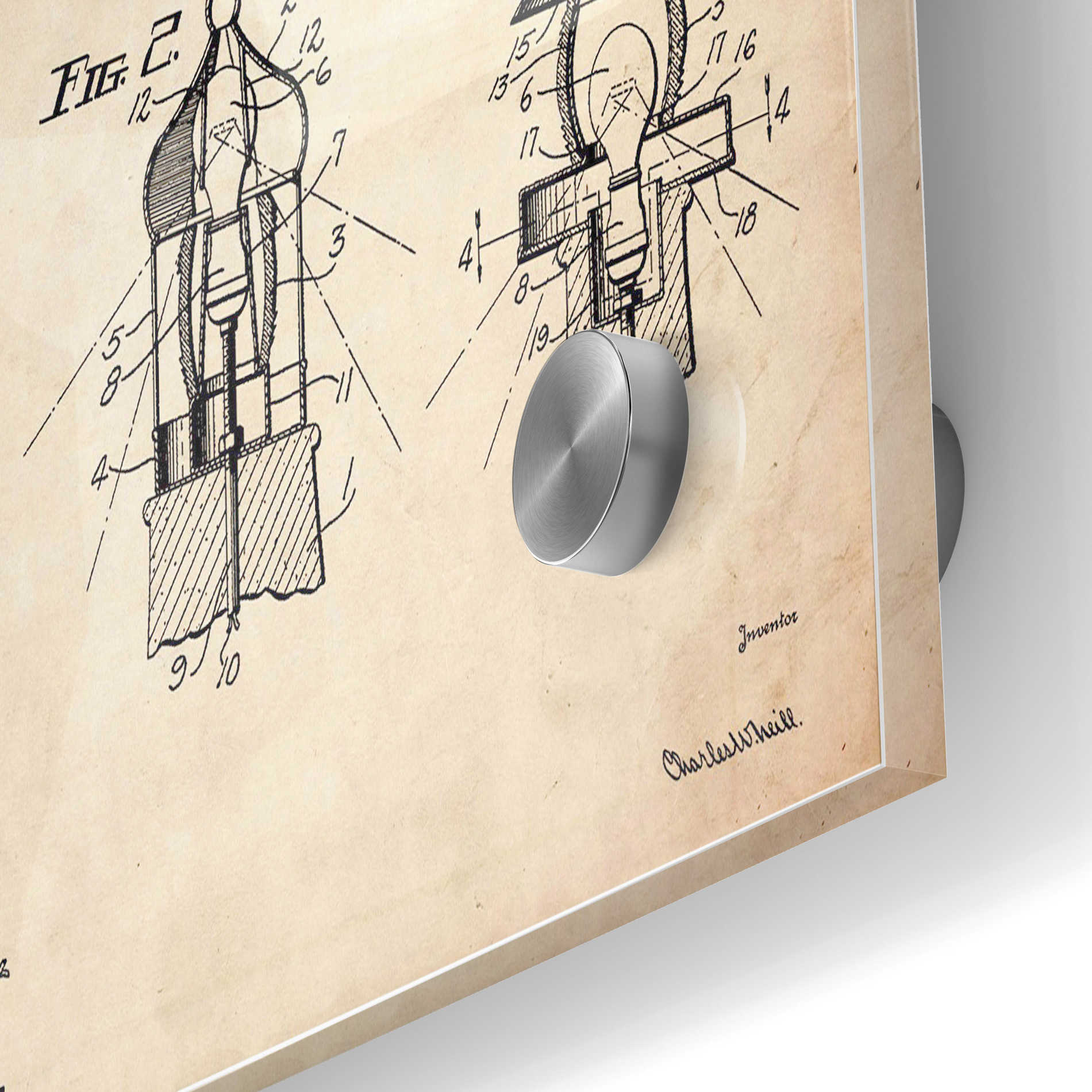 Epic Art 'Lighthouse Reading Lamp Blueprint Patent Parchment' Acrylic Glass Wall Art,24x36