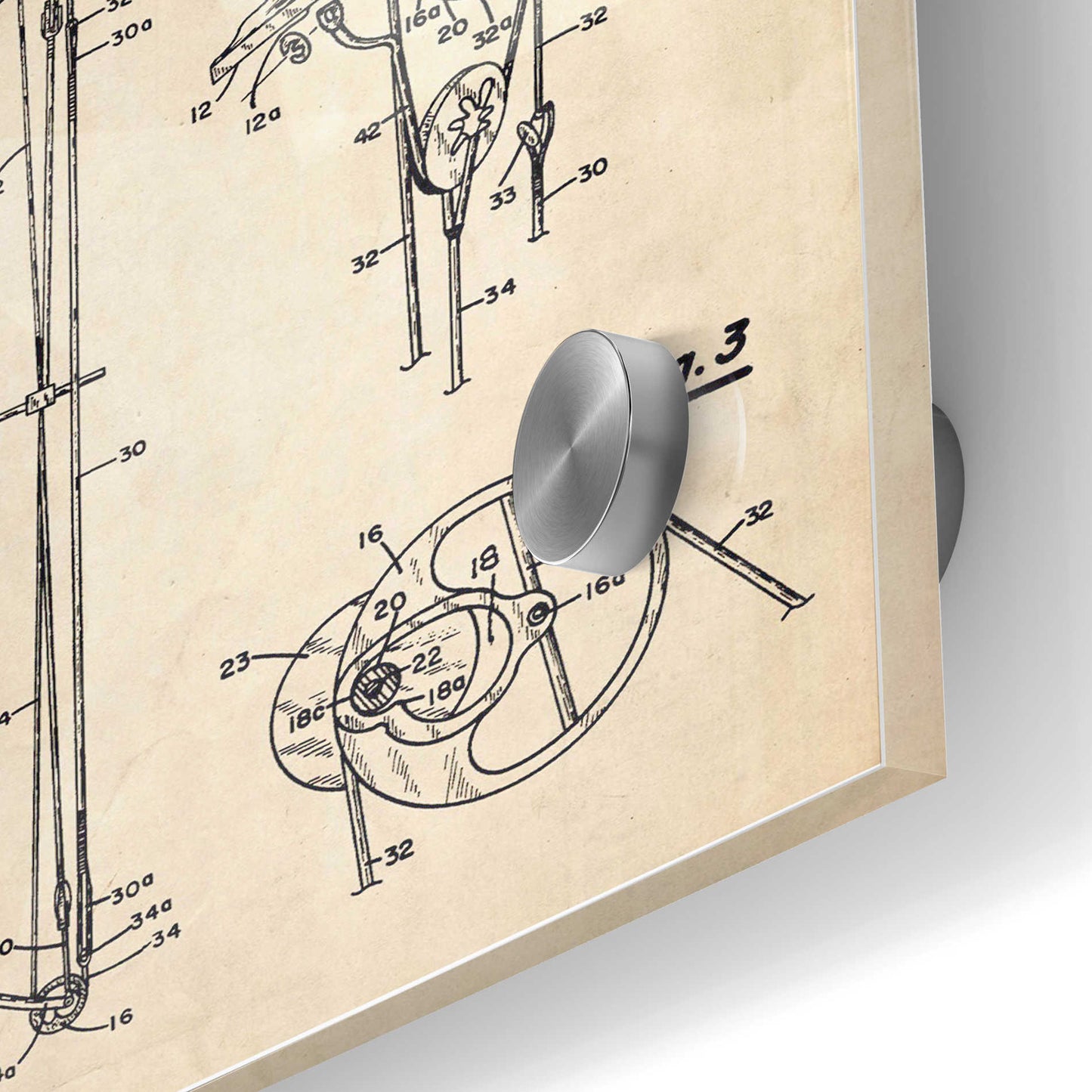 Epic Art 'Compound Bow Blueprint Patent Parchment' Acrylic Glass Wall Art,24x36