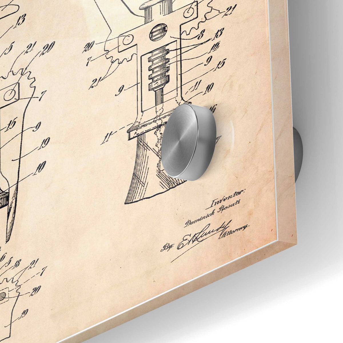 Epic Art 'Corkscrew Blueprint Patent Parchment' Acrylic Glass Wall Art,24x36