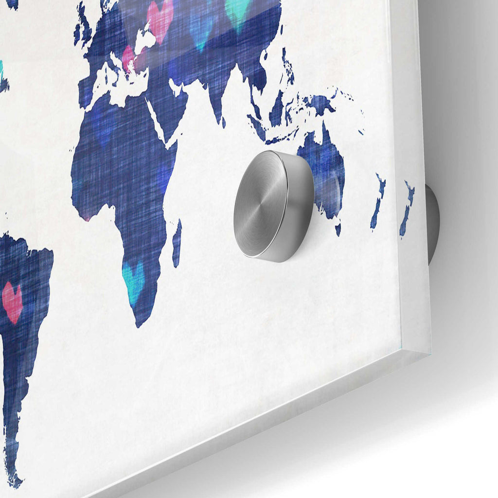 Epic Art 'Hearts World Map 3' by Irena Orlov, Acrylic Glass Wall Art,24x36