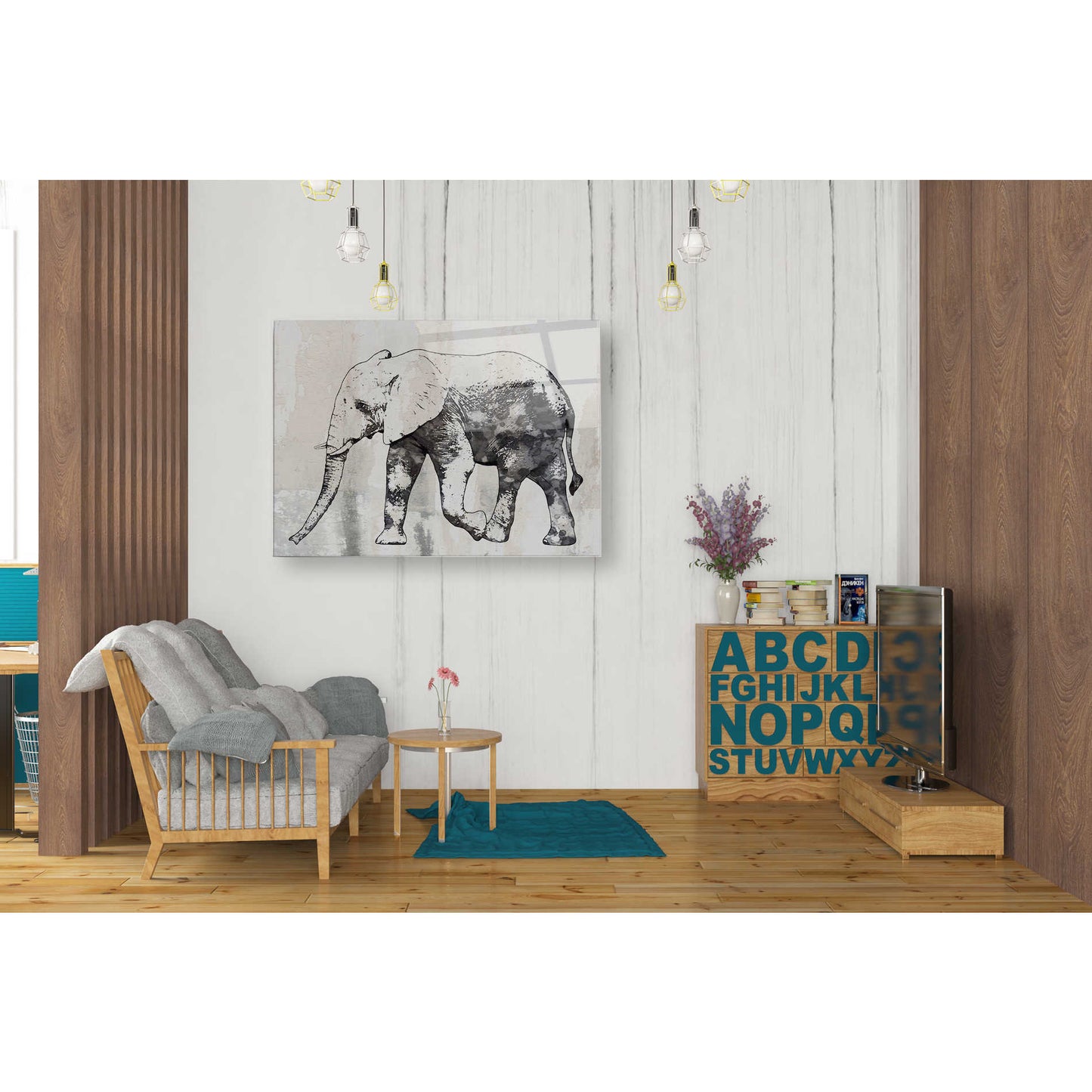 Epic Art 'Rustic Grey Elephant 2' by Irena Orlov, Acrylic Glass Wall Art,24x36
