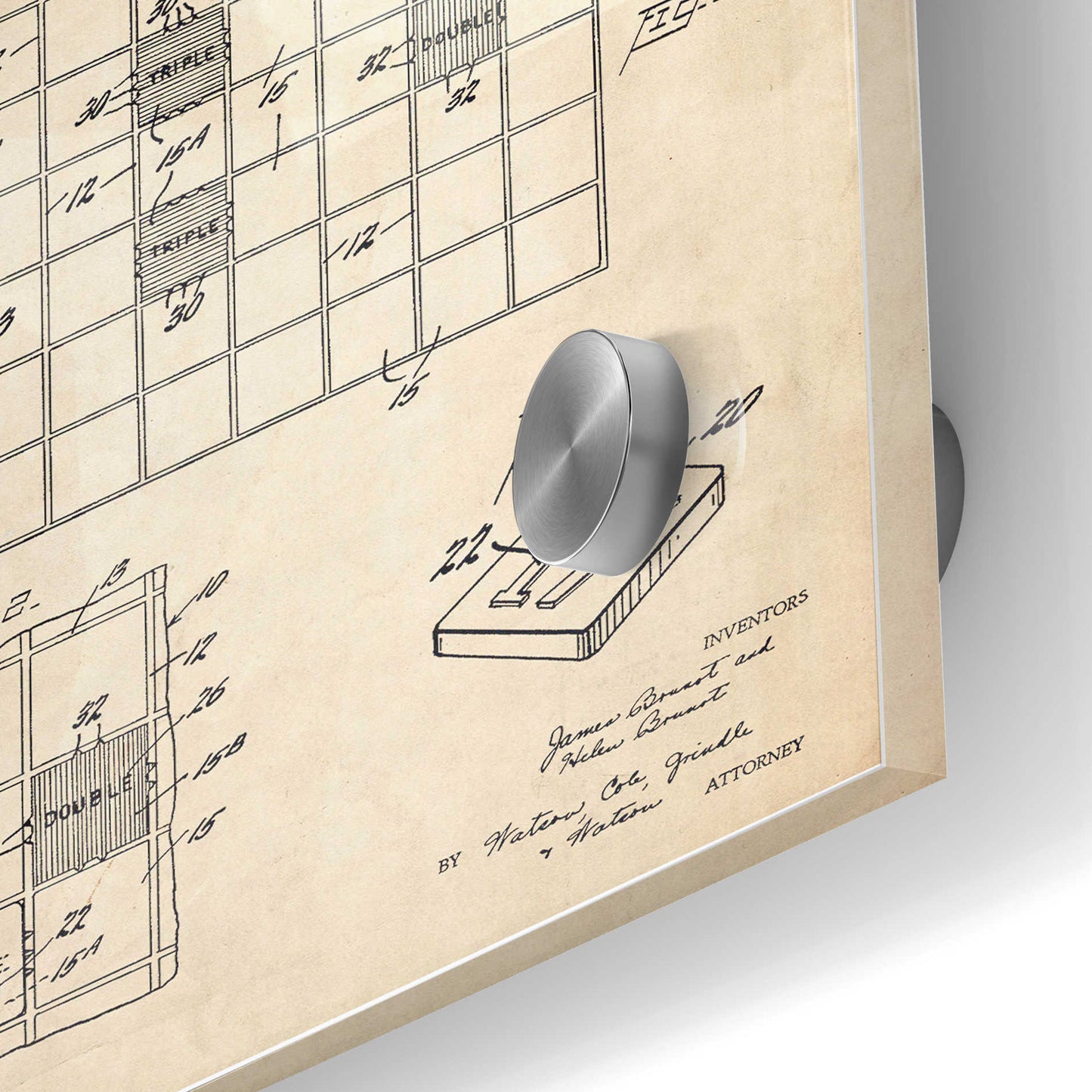 Epic Art 'Game Apparatus Blueprint Patent Parchment' Acrylic Glass Wall Art,24x36