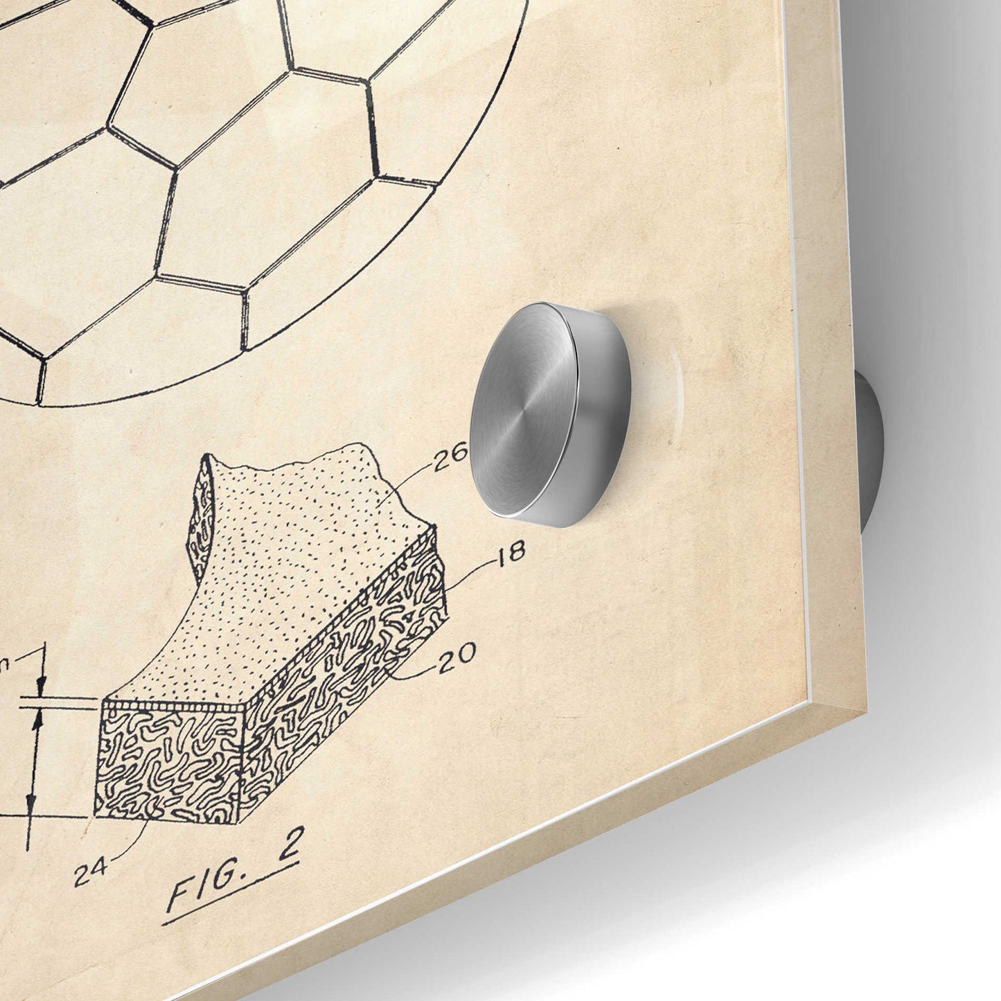 Epic Art 'Soccer Ball Blueprint Patent Parchment' Acrylic Glass Wall Art,24x36