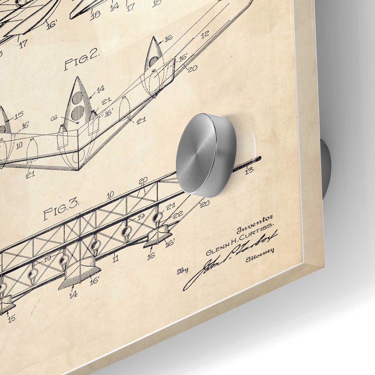 Epic Art 'Tripod Flying Boat Blueprint Patent Parchment' Acrylic Glass Wall Art,24x36