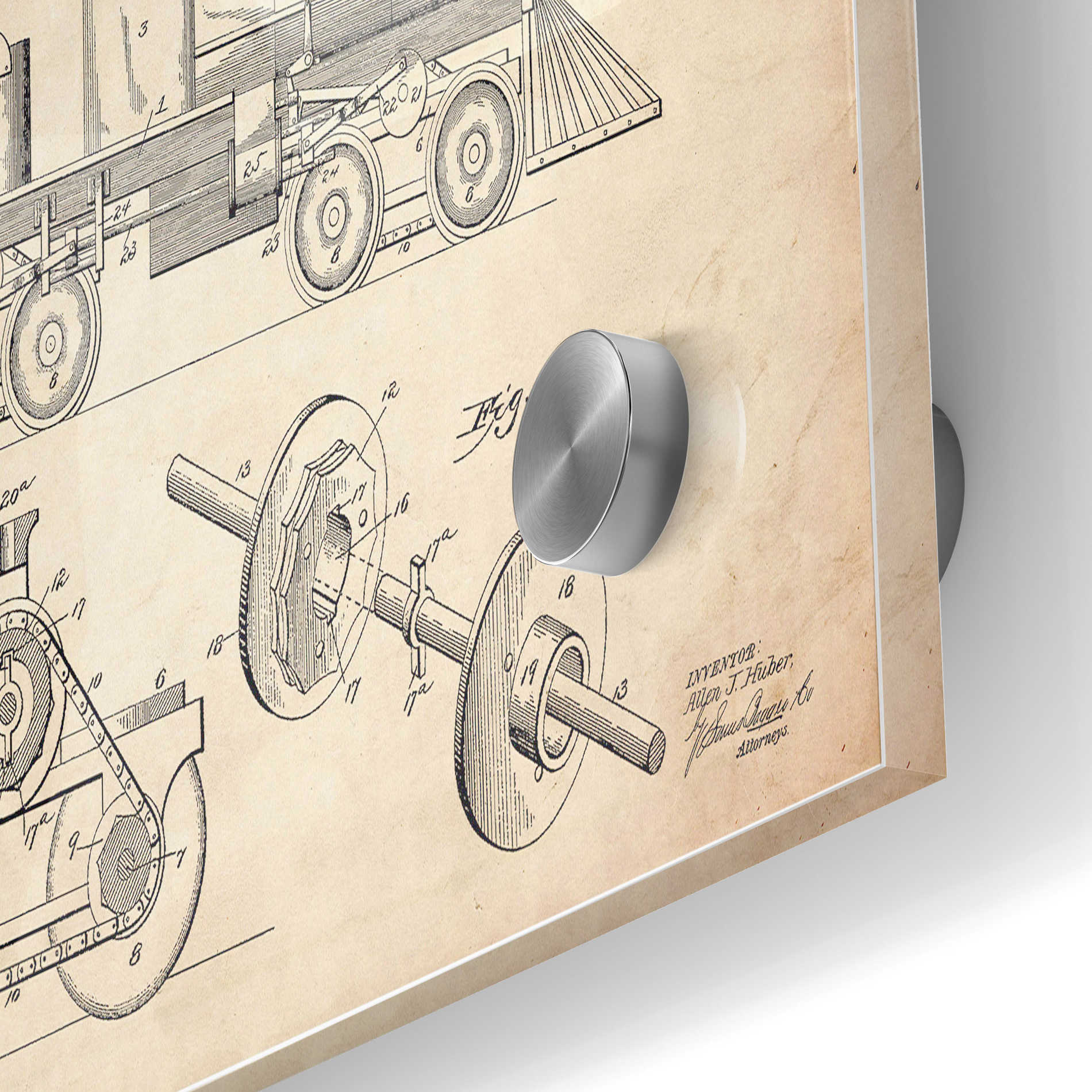 Epic Art 'Locomotive Engine Blueprint Patent Parchment' Acrylic Glass Wall Art,24x36