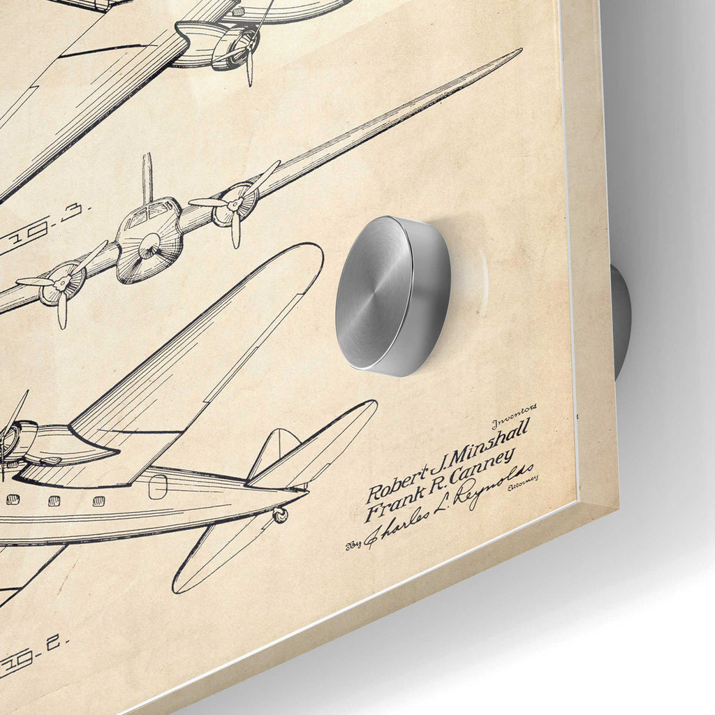 Epic Art 'Double Decker Airplane Blueprint Patent Parchment' Acrylic Glass Wall Art,24x36