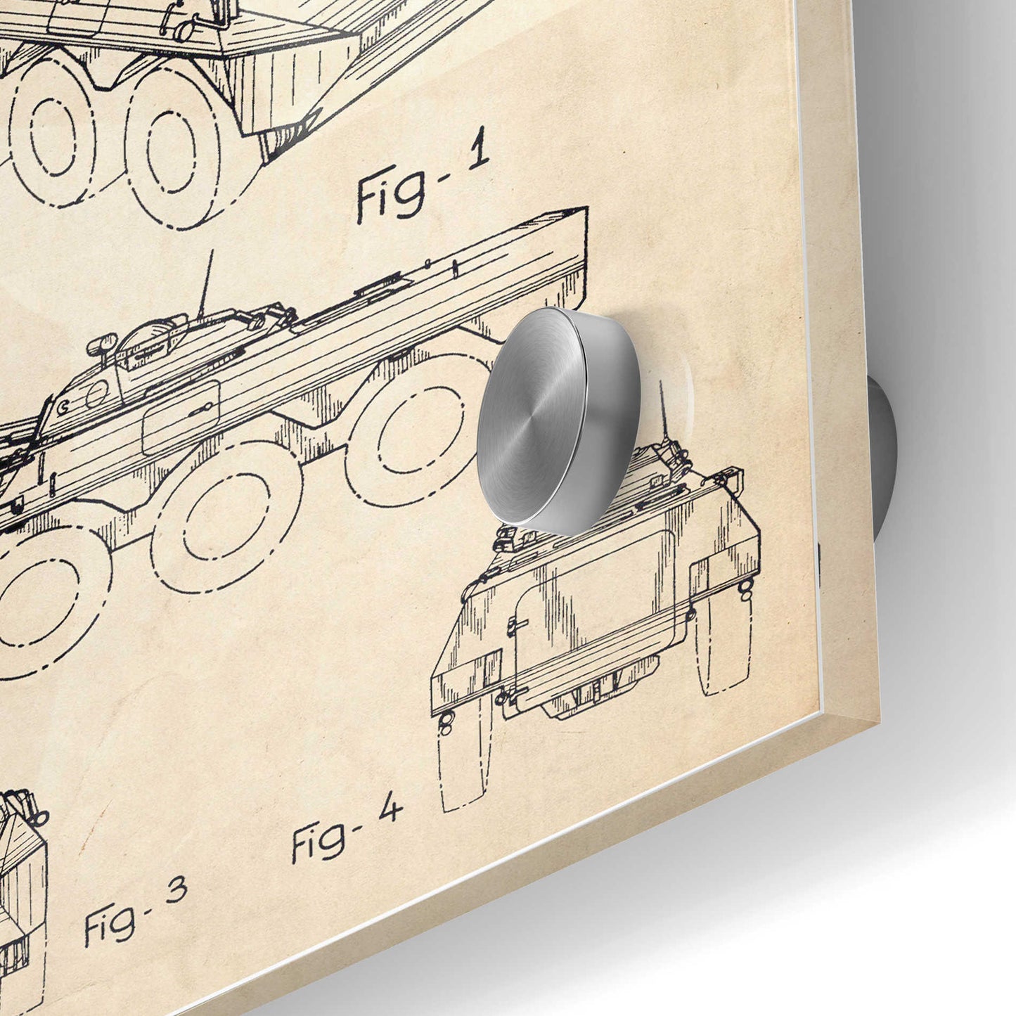 Epic Art 'Armored Vehicle Blueprint Patent Parchment' Acrylic Glass Wall Art,24x36