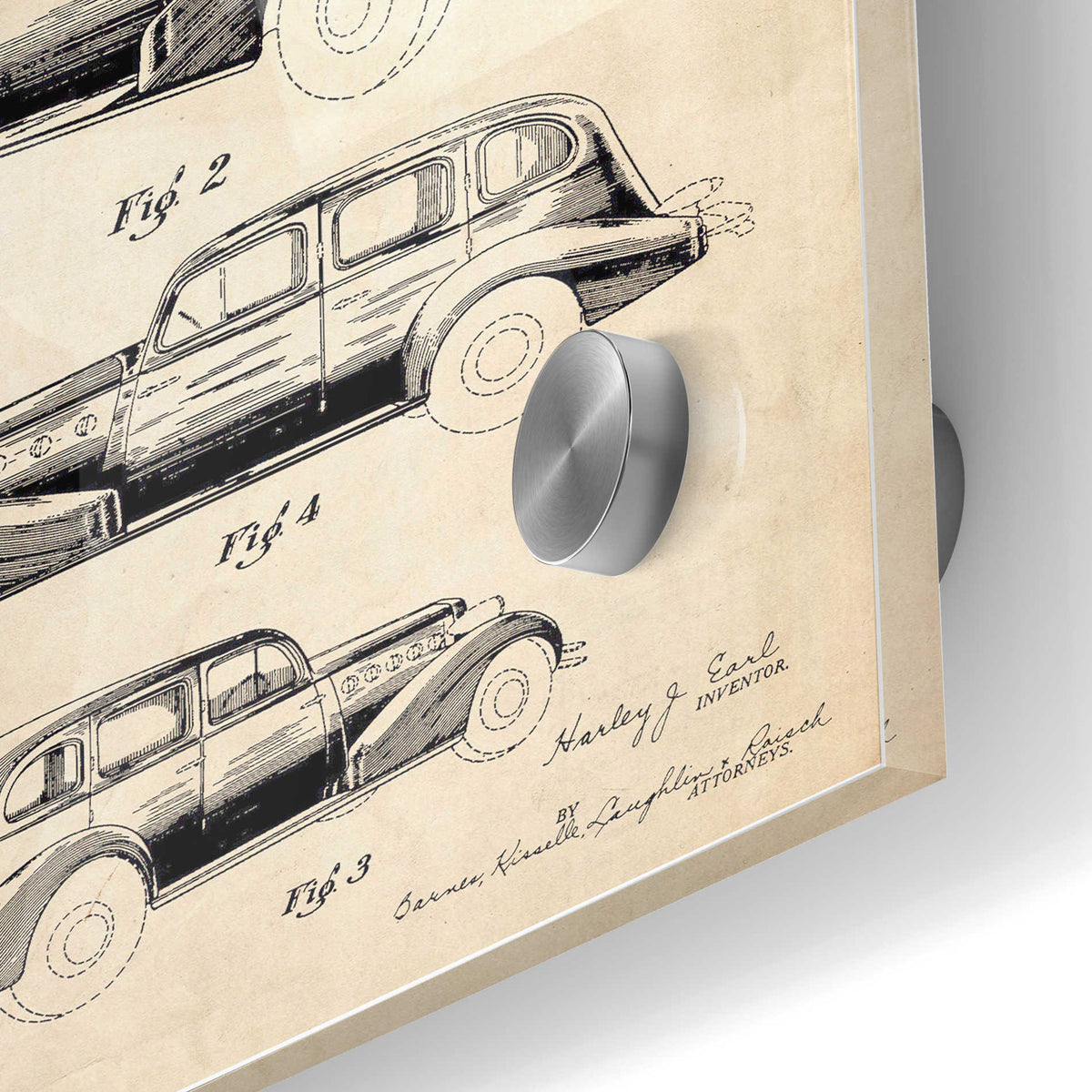 Epic Art 'Luxury Automobile Blueprint Patent Parchment' Acrylic Glass Wall Art,24x36