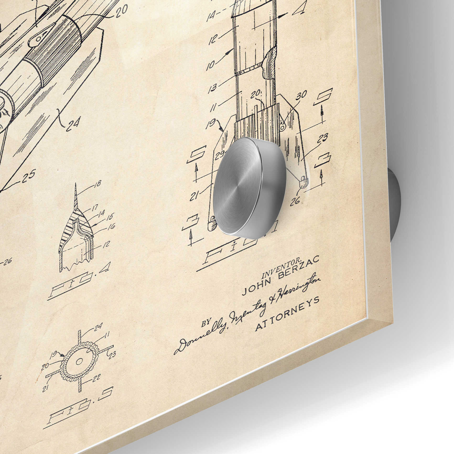 Epic Art 'Rocket Ship Blueprint Patent Parchment' Acrylic Glass Wall Art,24x36