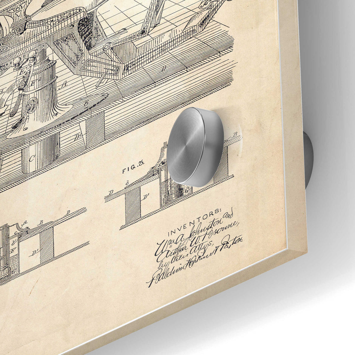 Epic Art 'Dentist Chair Blueprint Patent Parchment' Acrylic Glass Wall Art,24x36