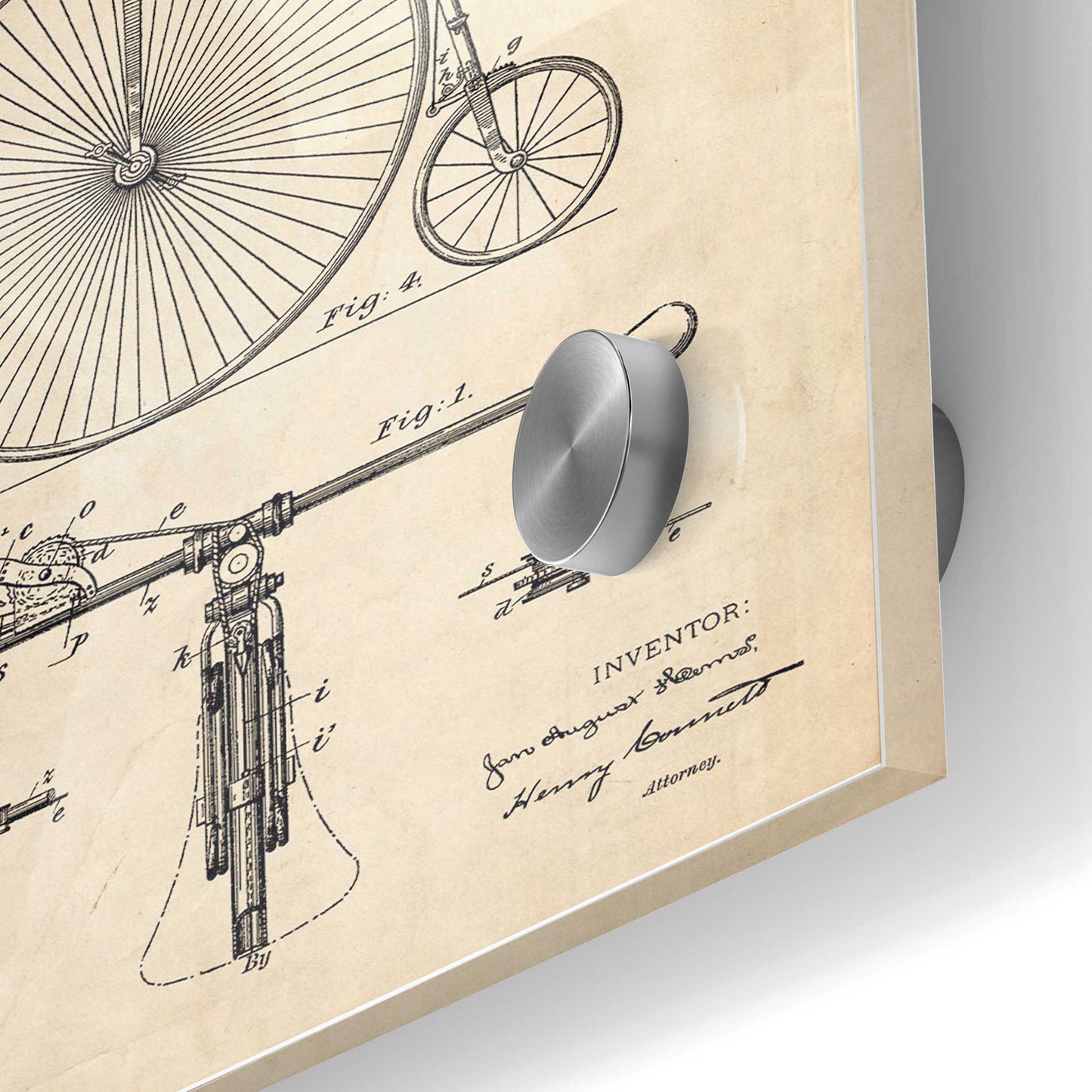 Epic Art 'Brake for Vintage Bicycle Blueprint Patent Parchment' Acrylic Glass Wall Art,24x36