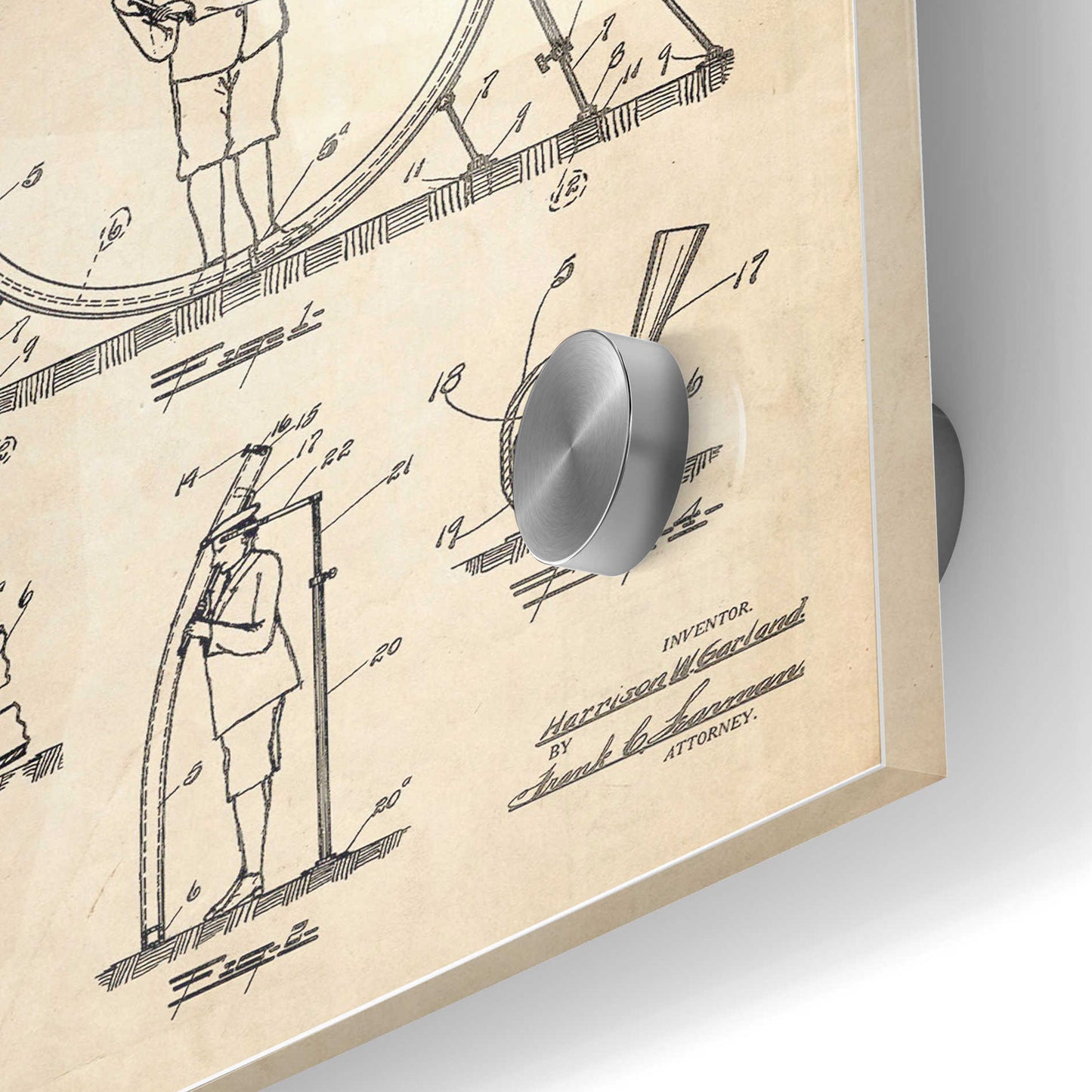 Epic Art 'Golf Teaching Device Blueprint Patent Parchment' Acrylic Glass Wall Art,24x36