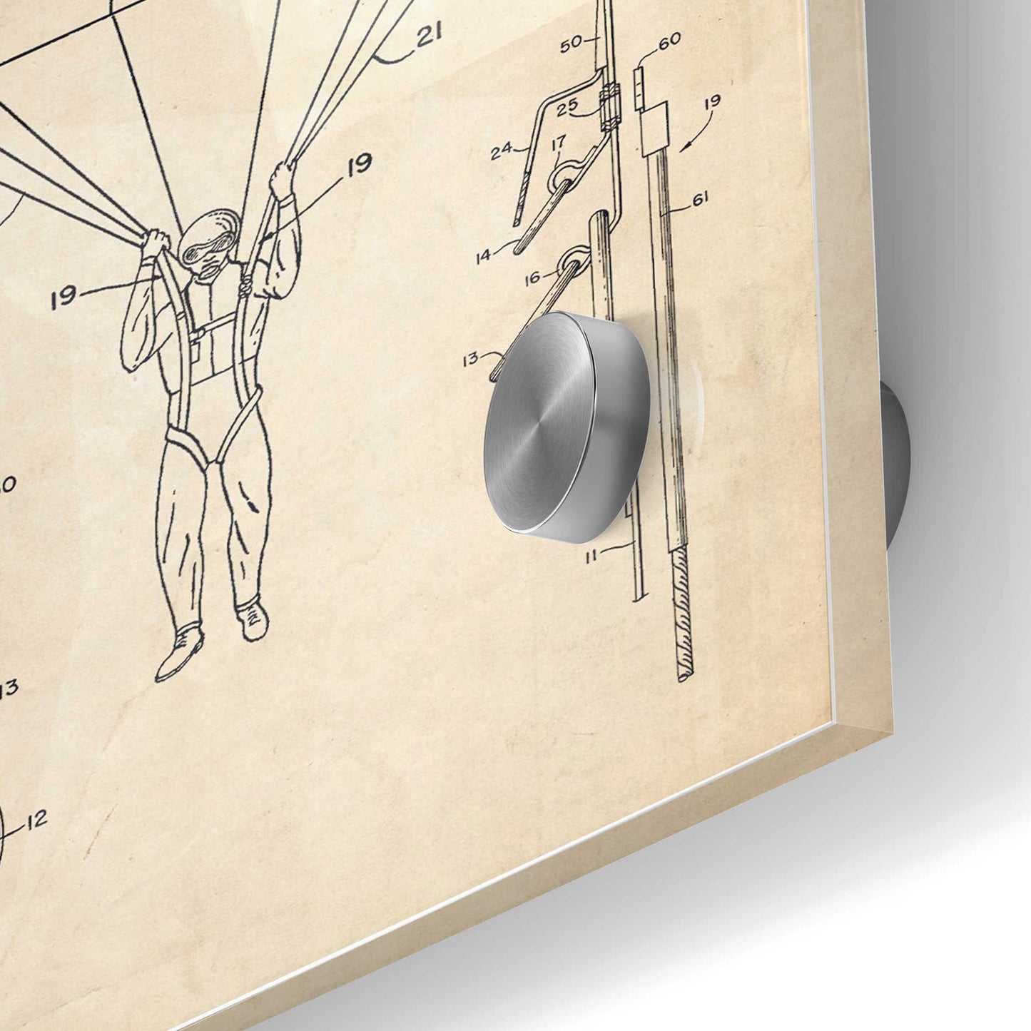 Epic Art 'Parachute Release Blueprint Patent Parchment' Acrylic Glass Wall Art,24x36