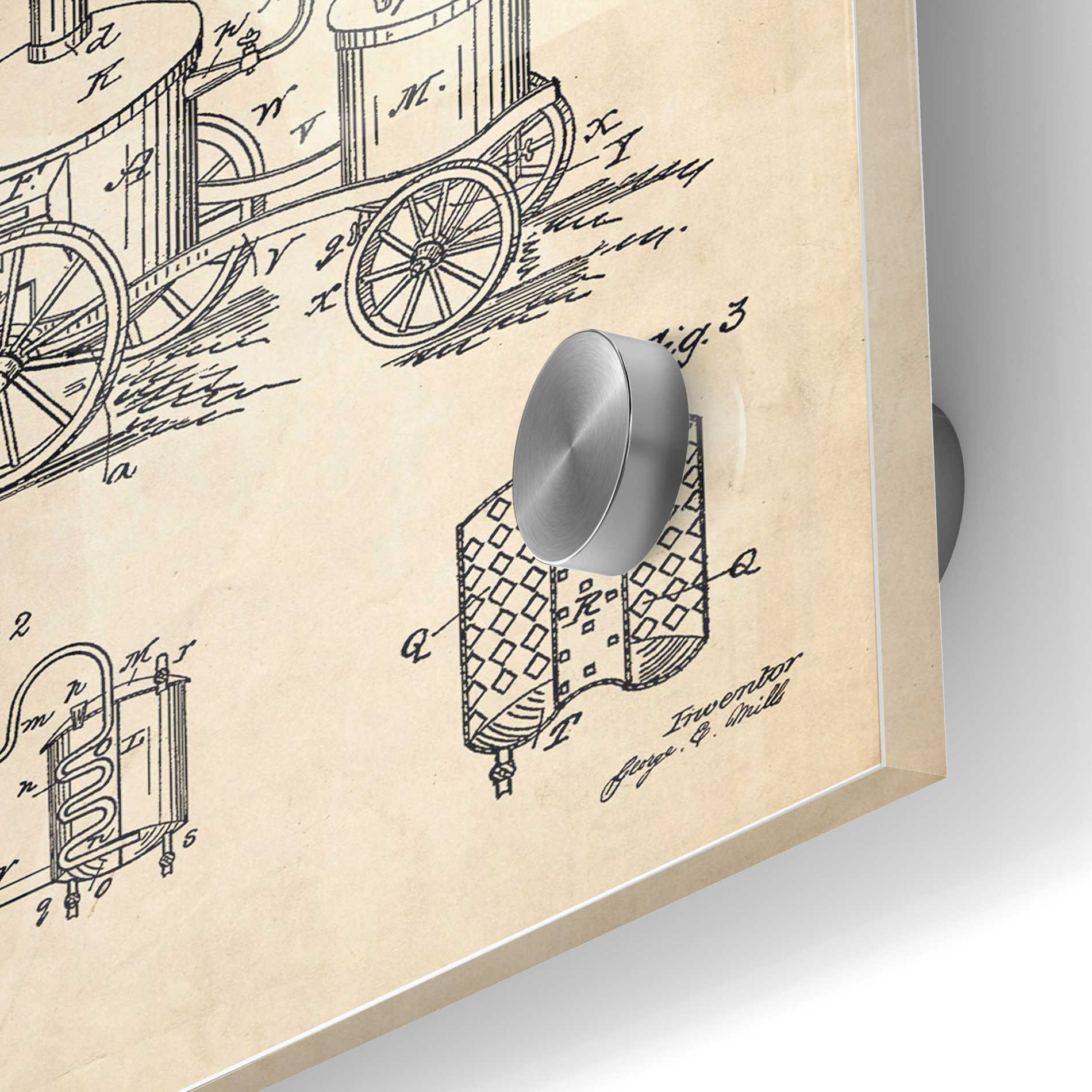 Epic Art 'Distillery Apparatus Blueprint Patent Parchment' Acrylic Glass Wall Art,24x36