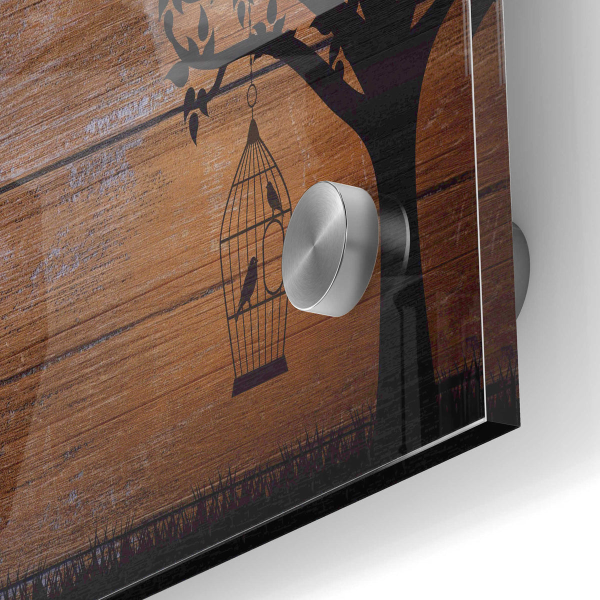 Epic Art "Wood Series: Birds and Tree Silhouettes" Acrylic Glass Wall Art,24x36