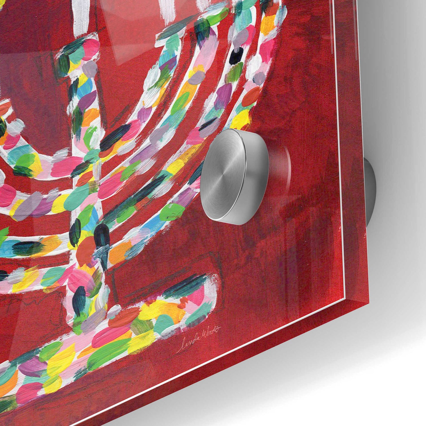 Epic Art 'Colorful Menorah' by Linda Woods, Acrylic Glass Wall Art,24x36