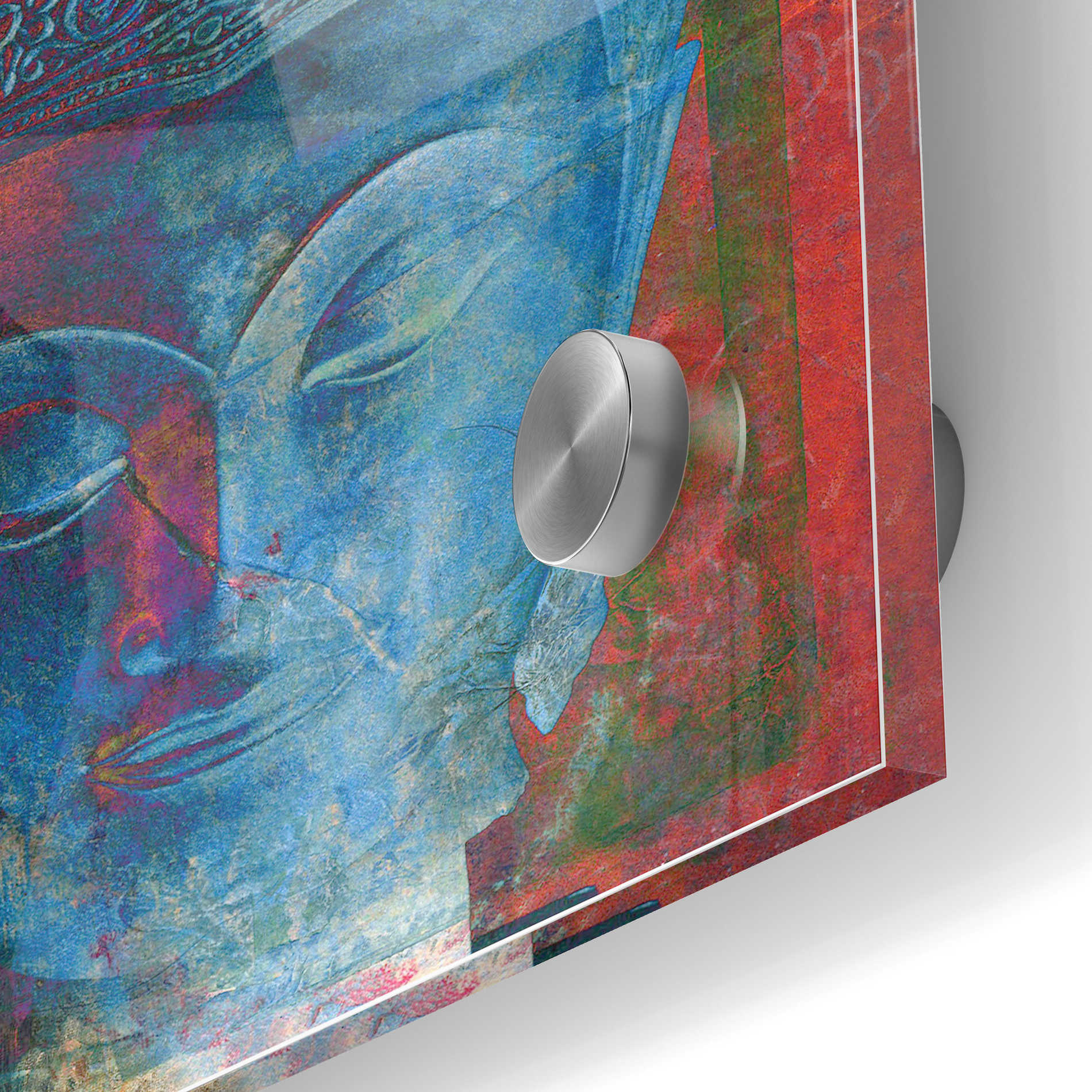 Epic Art 'Blue Buddha Head' by Elena Ray Acrylic Glass Wall Art,24x36