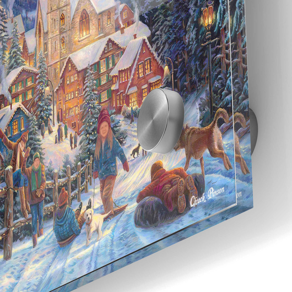 Epic Art 'Sledding to Town' by Chuck Pinson, Acrylic Glass Wall Art,24x36