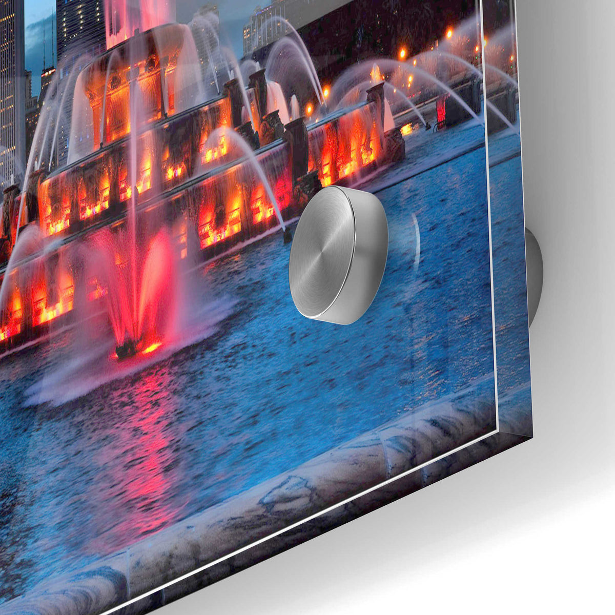 Epic Art 'Buckingham Fountain Lit,' Acrylic Glass Wall Art,24x36