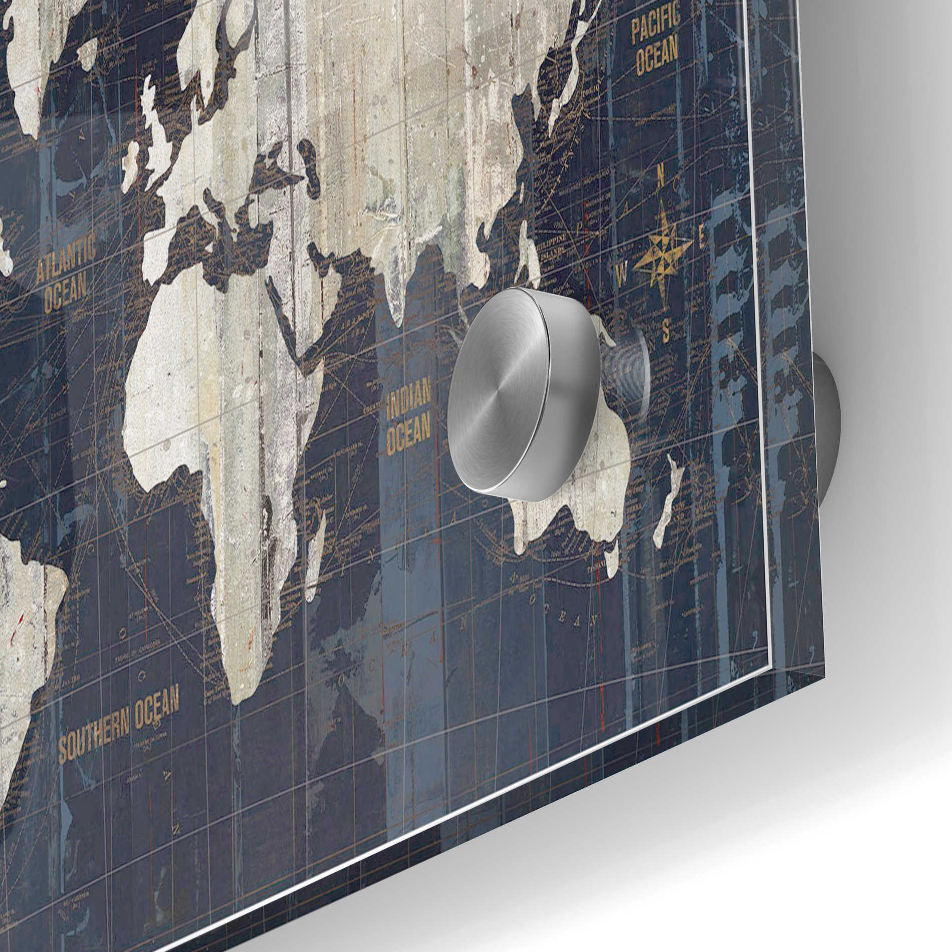 Epic Art 'Old World Map' by Wild Apple Portfolio, Acrylic Glass Wall Art,24x36