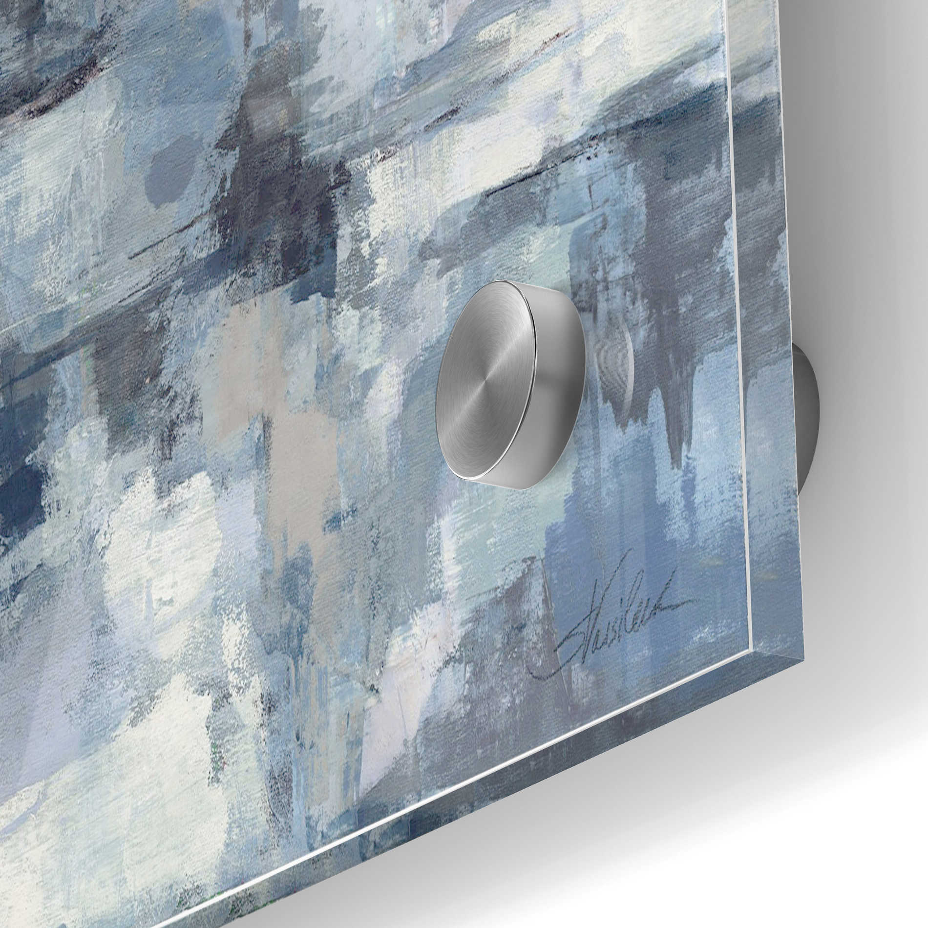 Epic Art 'In The Clouds Indigo and Grey' by Silvia Vassileva, Acrylic Glass Wall Art,24x36