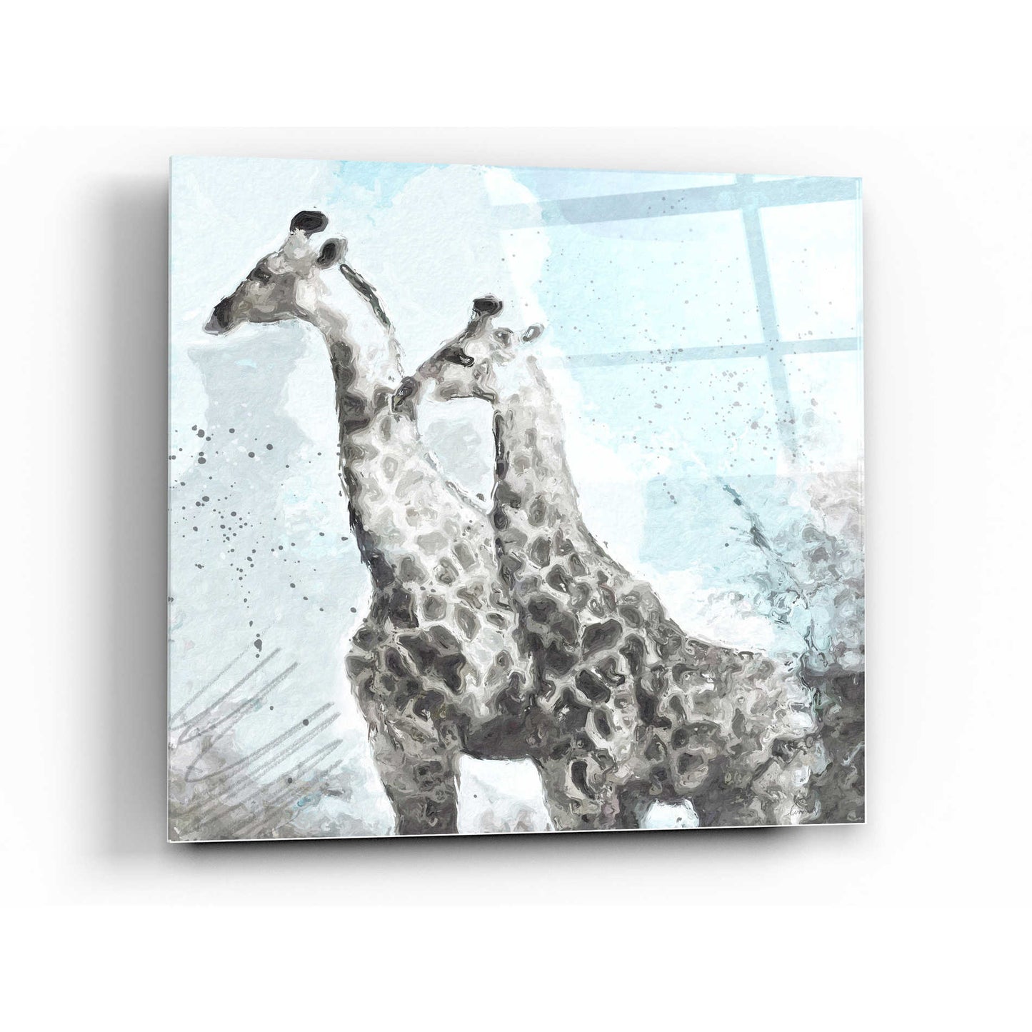 Epic Art 'Two Giraffes' by Linda Woods, Acrylic Glass Wall Art,36x36
