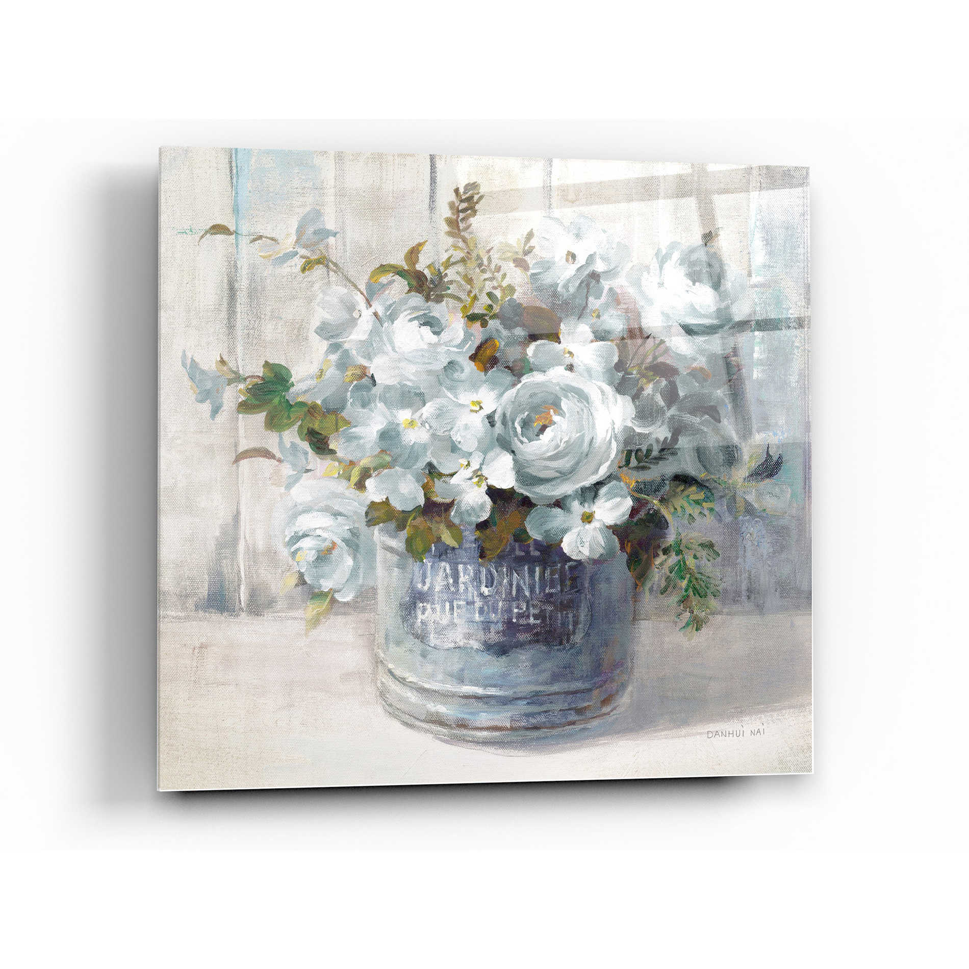 Epic Art 'Garden Blooms I Blue Crop' by Danhui Nai, Acrylic Glass Wall Art,36x36