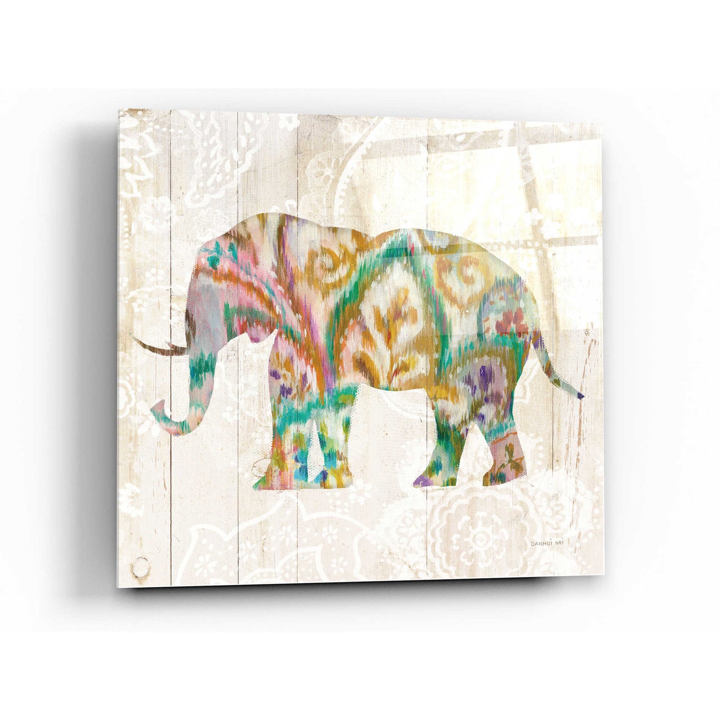 Epic Art 'Boho Paisley Elephant II v2' by Danhui Nai, Acrylic Glass Wall Art,36x36