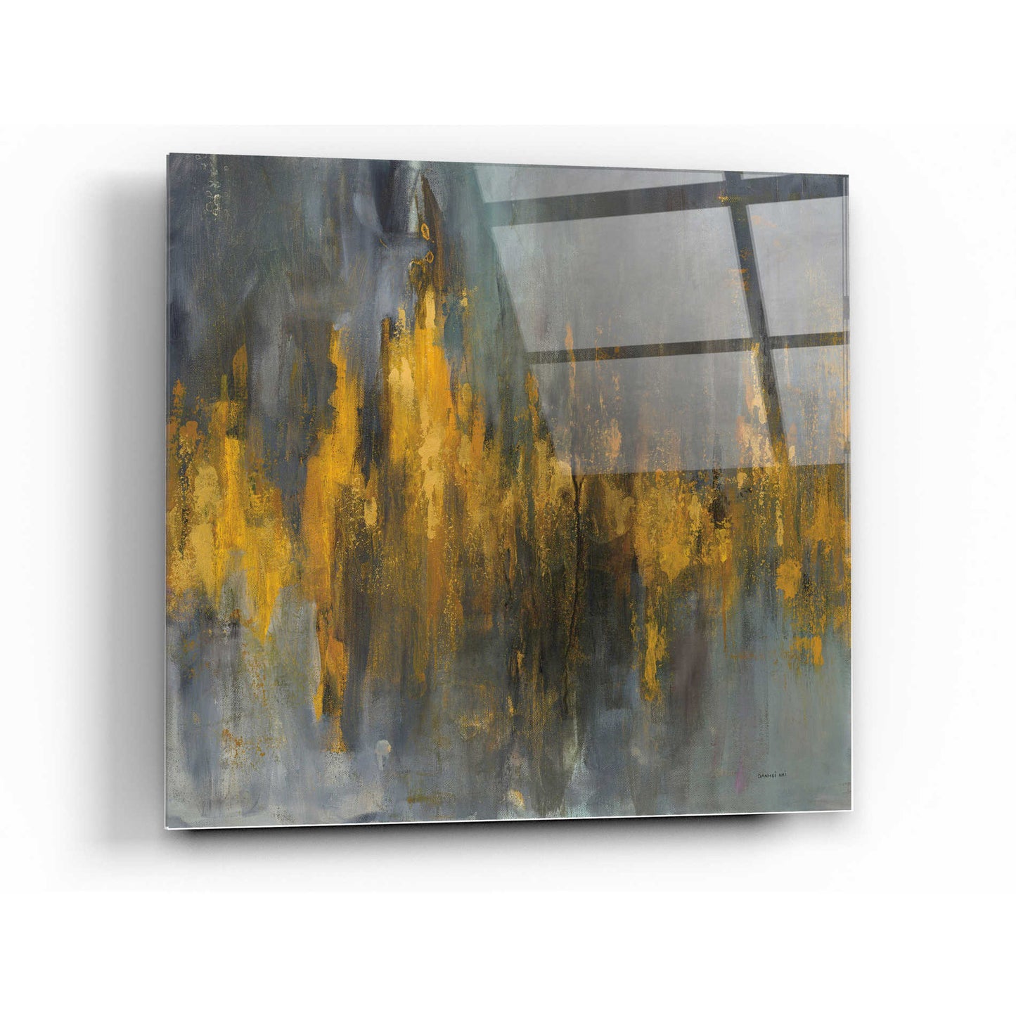 Epic Art 'Black and Gold Abstract' by Danhui Nai, Acrylic Glass Wall Art,36x36