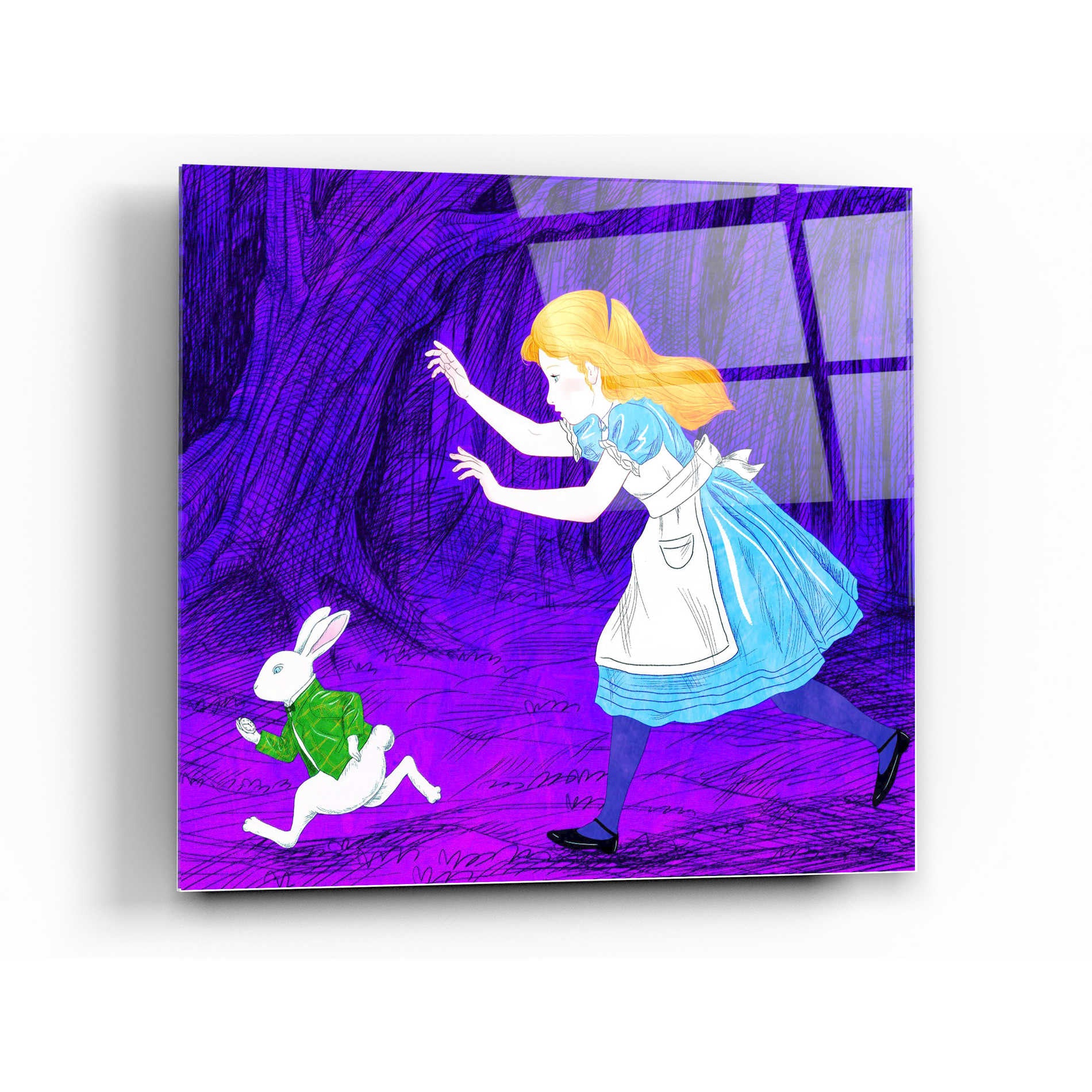 Epic Art 'Alice's and the Rabbit' by Sai Tamiya, Acrylic Glass Wall Art,36x36