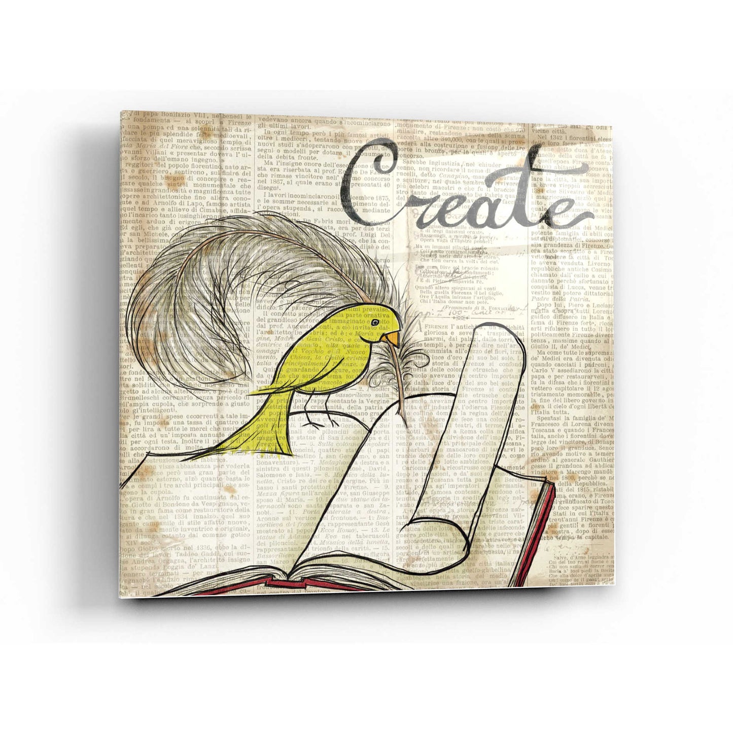 Epic Art 'Bird Inspiration Create' by Elyse DeNeige, Acrylic Glass Wall Art,36x36