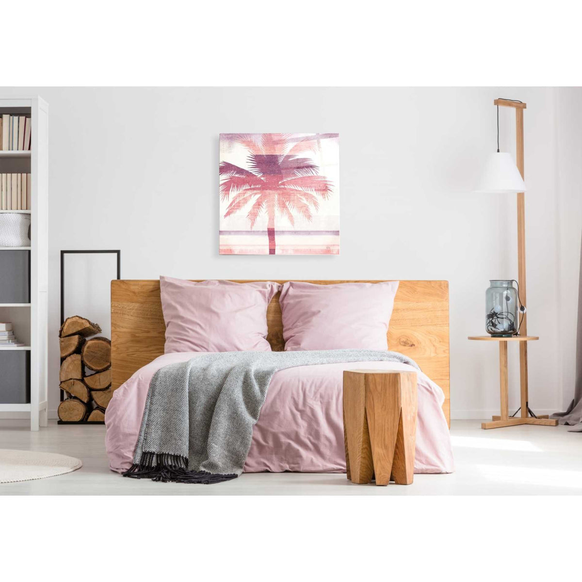 Epic Art 'Beachscape Palms II Pink Purple' by Michael Mullan, Acrylic Glass Wall Art,36x36
