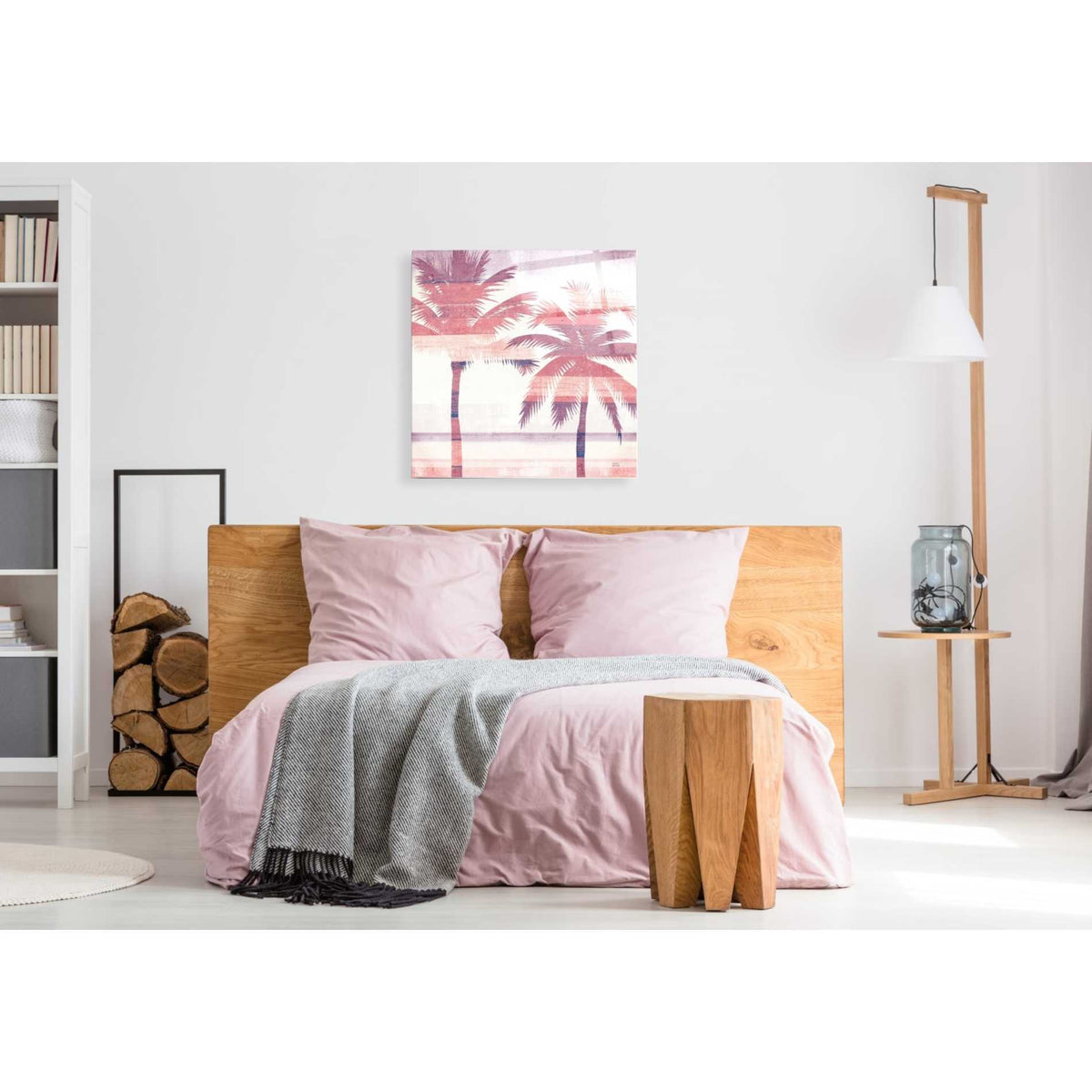 Epic Art 'Beachscape Palms III Pink Purple' by Michael Mullan, Acrylic Glass Wall Art,36x36