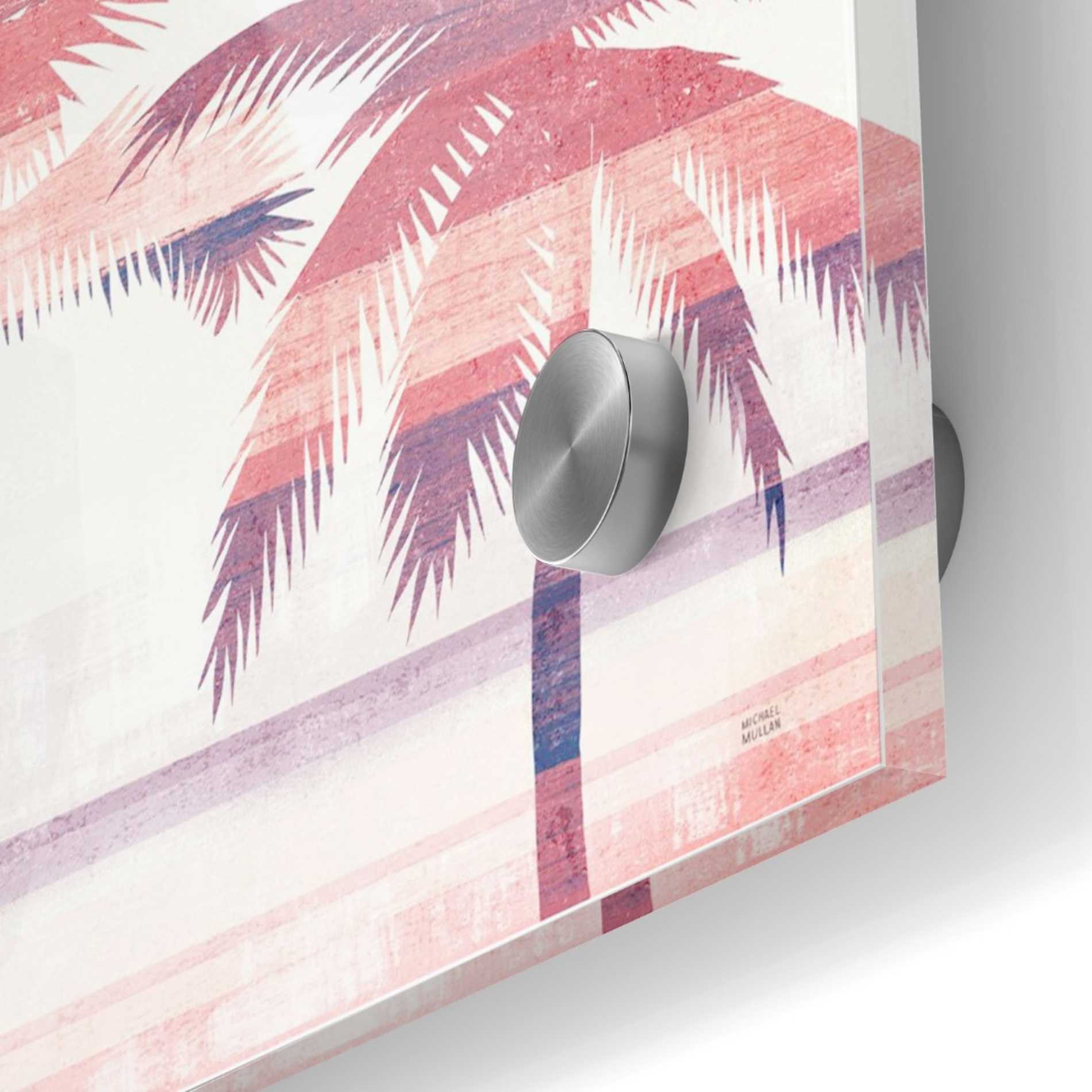 Epic Art 'Beachscape Palms III Pink Purple' by Michael Mullan, Acrylic Glass Wall Art,36x36