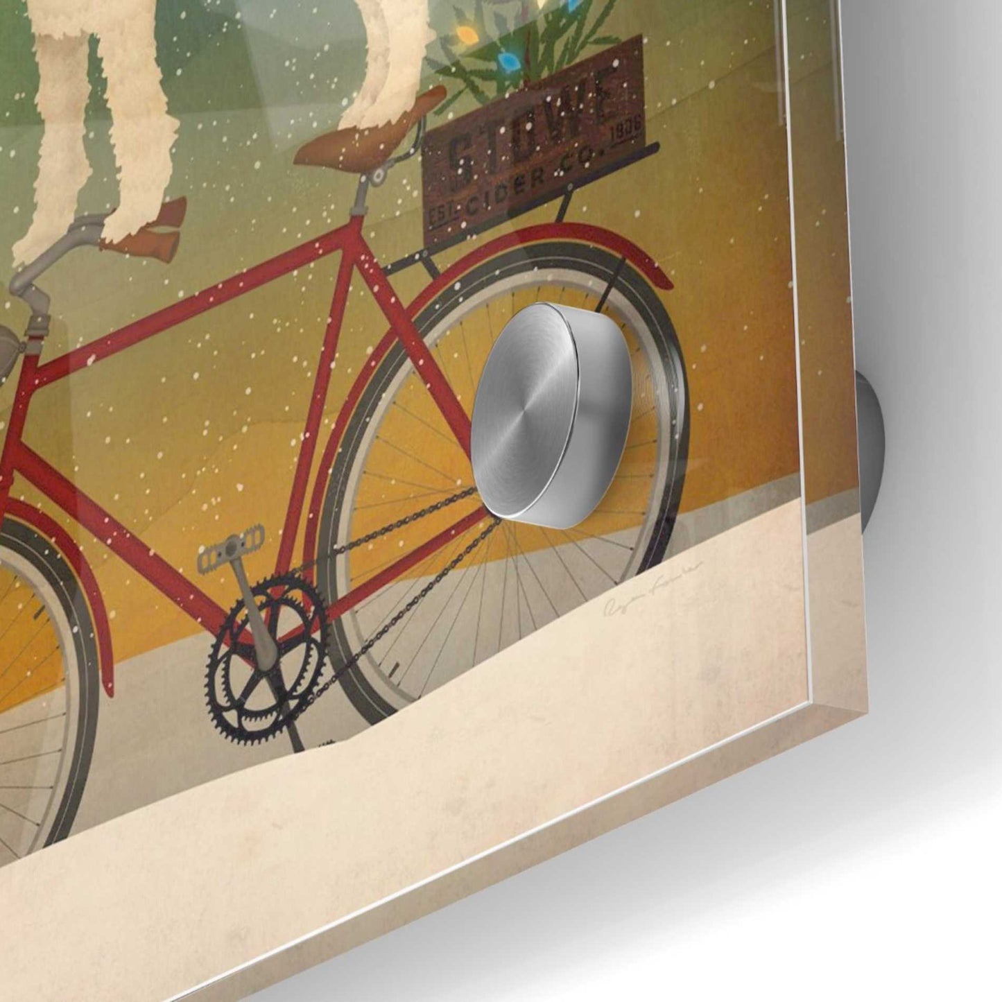 Epic Art 'White Doodle on Bike Christmas' by Ryan Fowler, Acrylic Glass Wall Art,36x36
