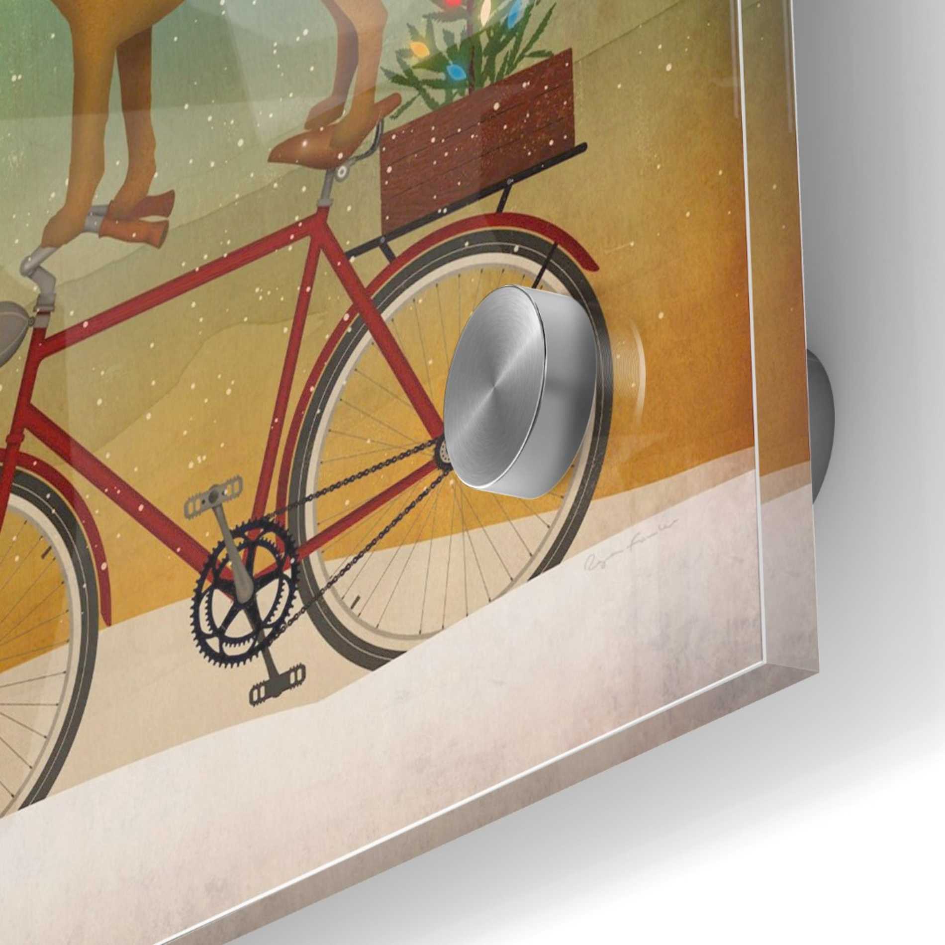 Epic Art 'Yellow Lab on Bike Christmas' by Ryan Fowler, Acrylic Glass Wall Art,36x36