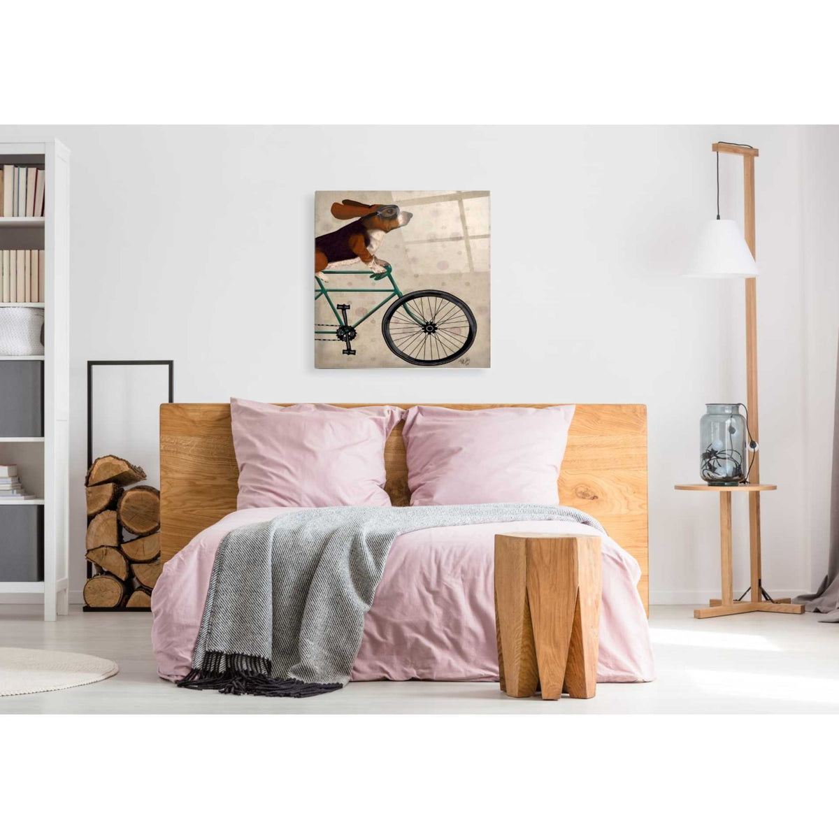 Epic Art 'Basset Hound on Bicycle' by Fab Funky Acrylic Glass Wall Art,36x36