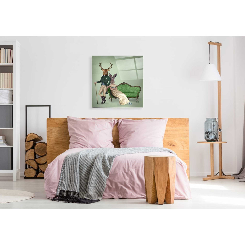 Epic Art 'Mr Deer and Mrs Rabbit' by Fab Funky Acrylic Glass Wall Art,36x36