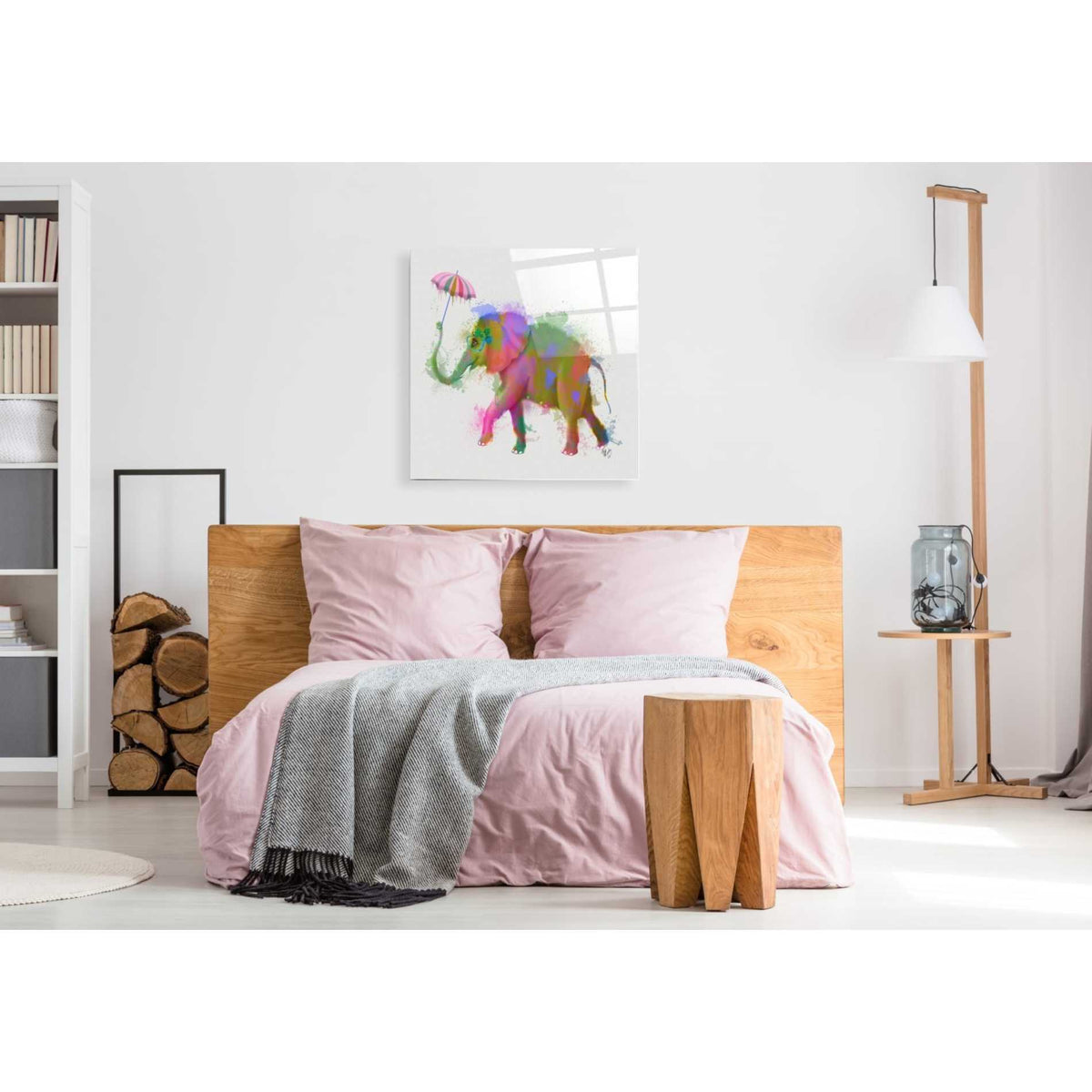 Epic Art 'Rainbow Splash Elephant' by Fab Funky Acrylic Glass Wall Art,36x36