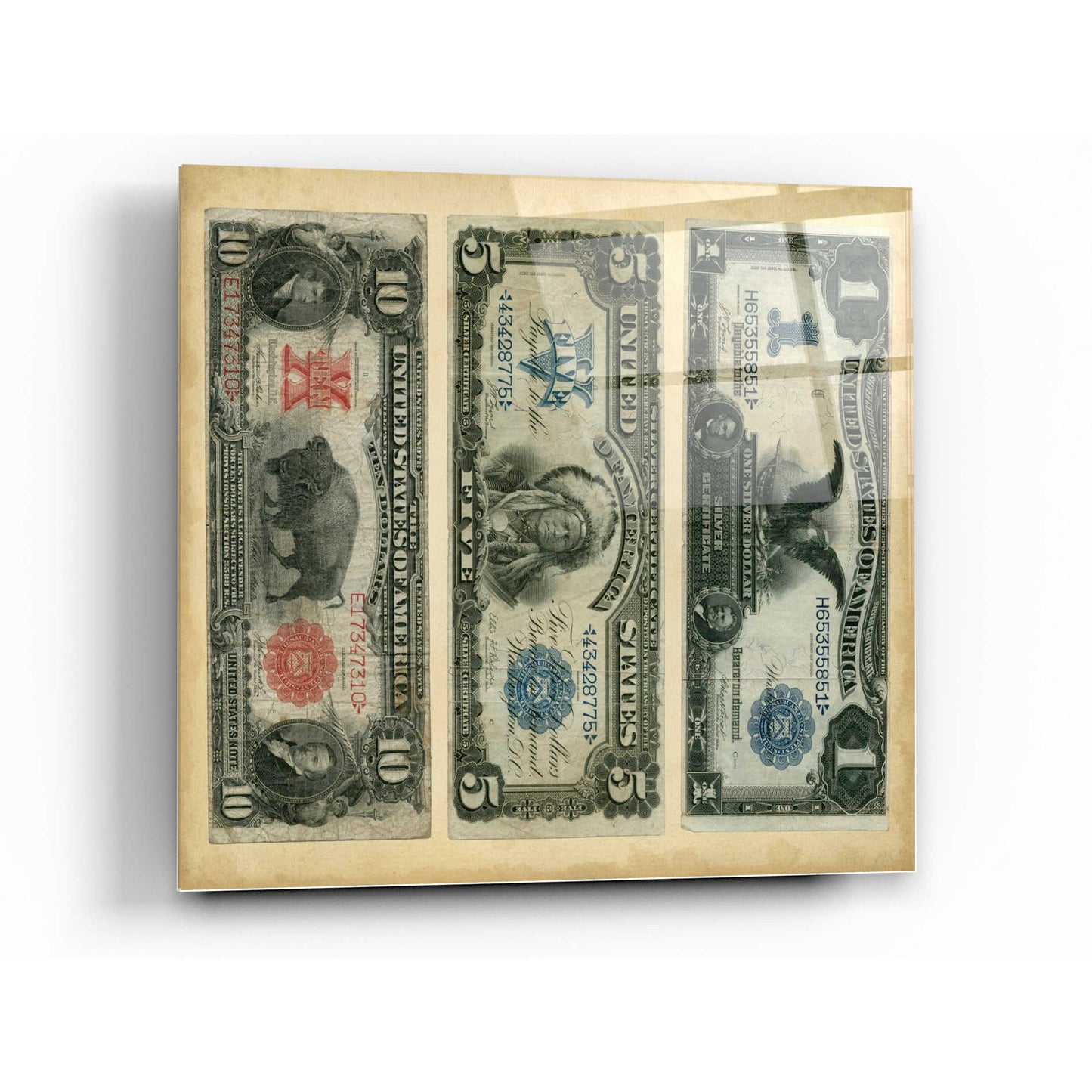 Epic Art 'Antique Currency VI' by Vision Studio Acrylic Glass Wall Art,36x36