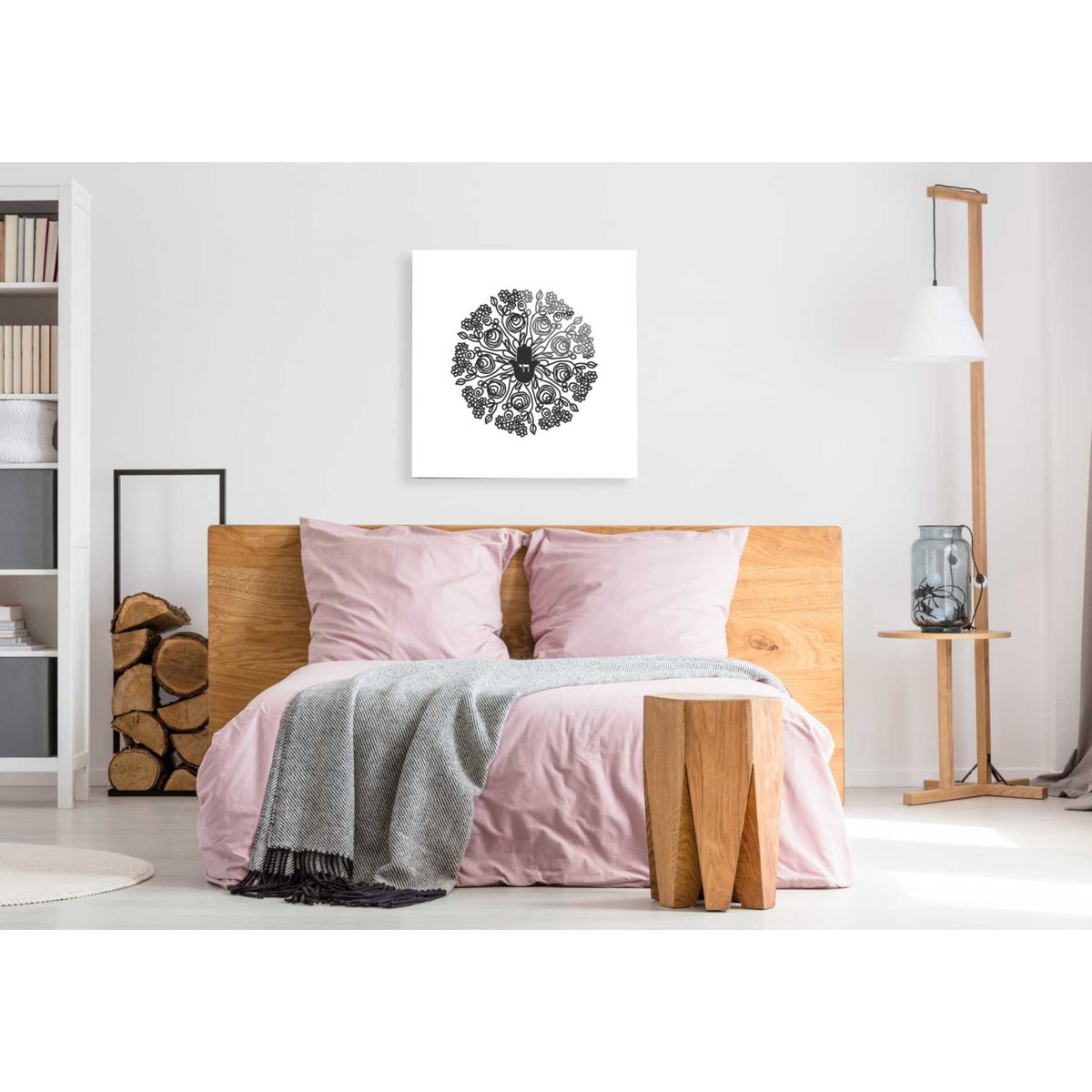 Epic Art 'Bw Hamsa Mandala' by Linda Woods, Acrylic Glass Wall Art,36x36