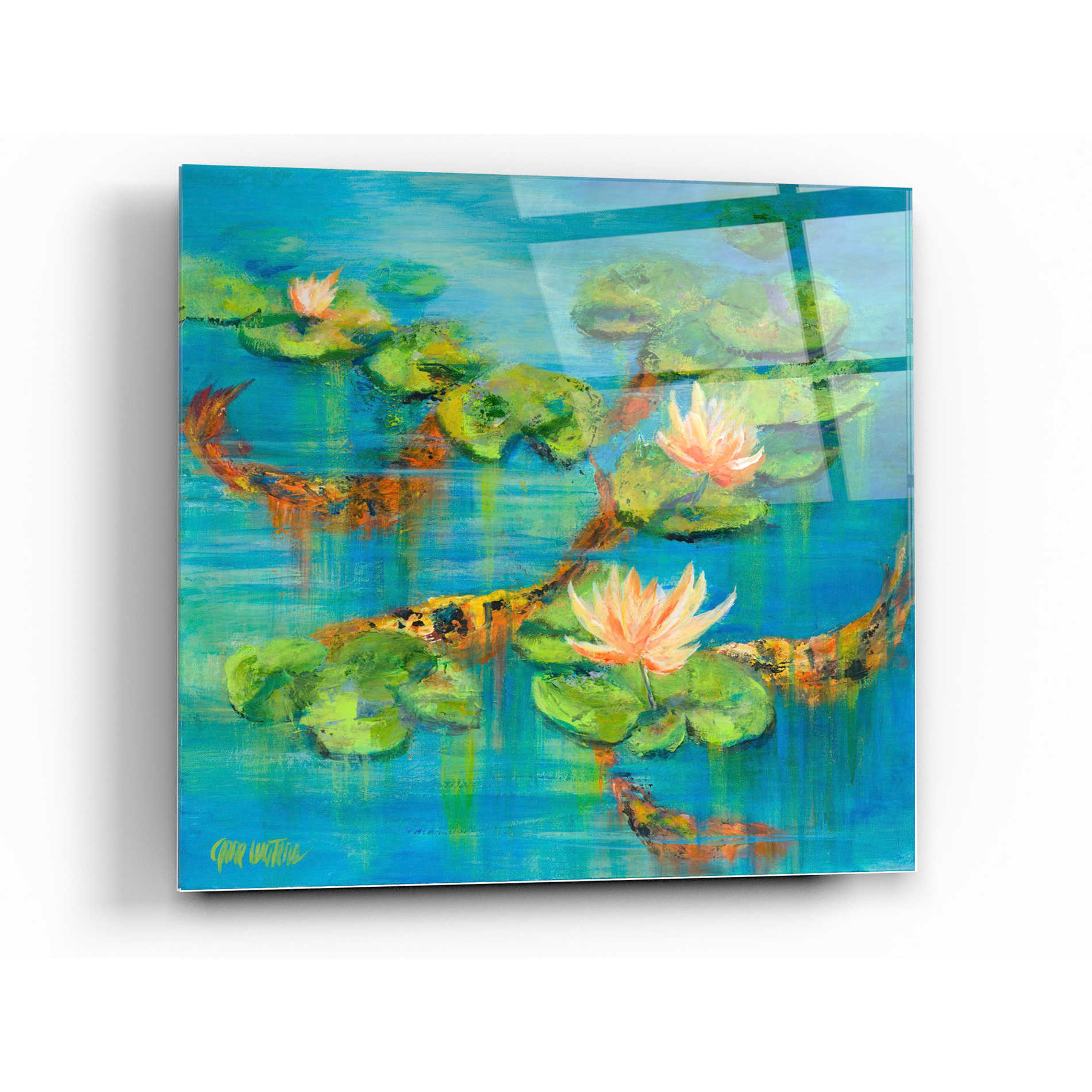 Epic Art 'Koi Play' by Anne Waters, Acrylic Glass Wall Art,36x36