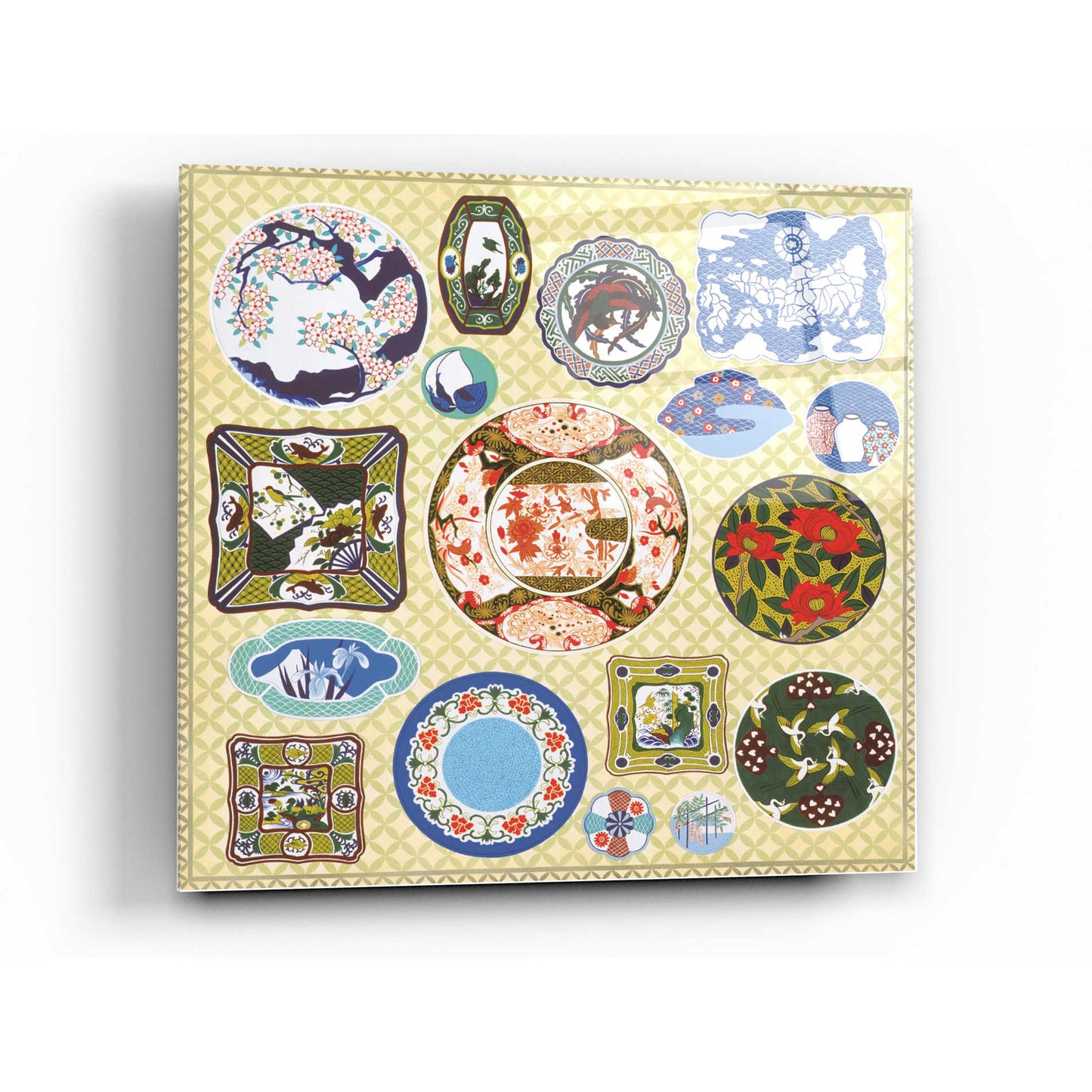 Epic Art 'Japanese Antique Plates' by Zigen Tanabe, Acrylic Glass Wall Art,36x36