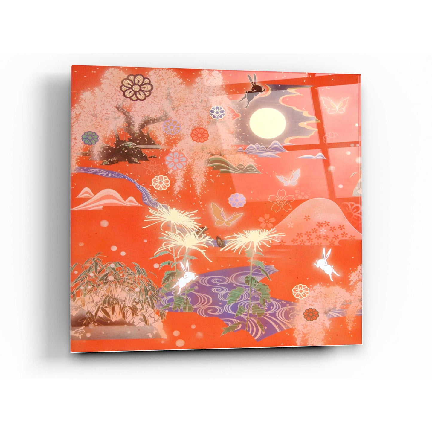 Epic Art 'Moon and Rabbit' by Zigen Tanabe, Acrylic Glass Wall Art,36x36