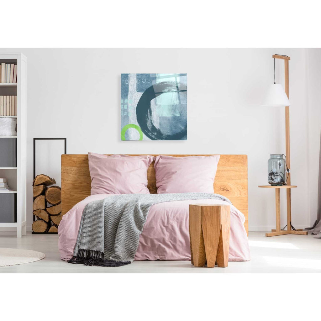 Epic Art 'Blue Circles II' by Linda Woods, Acrylic Glass Wall Art,36x36