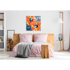 Epic Art 'Orange Poppies on Blue' by Linda Woods, Acrylic Glass Wall Art,36x36