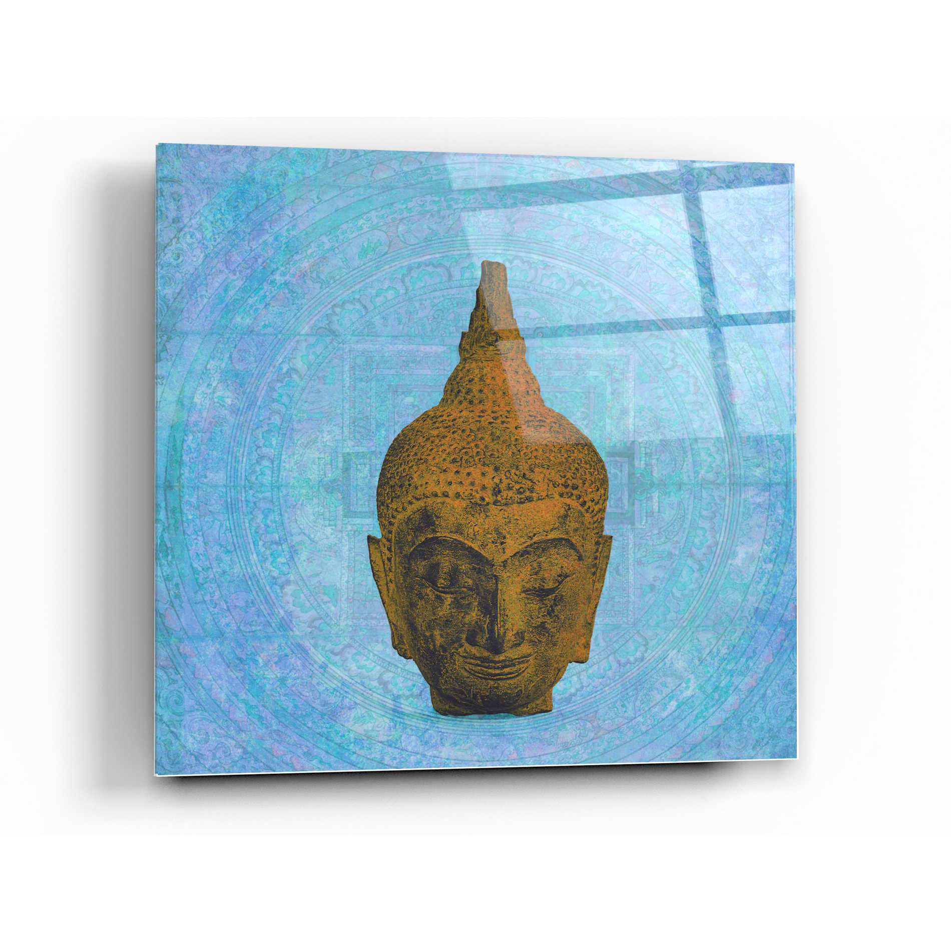 Epic Art 'Buddha on Blue' by Elena Ray Acrylic Glass Wall Art,36x36
