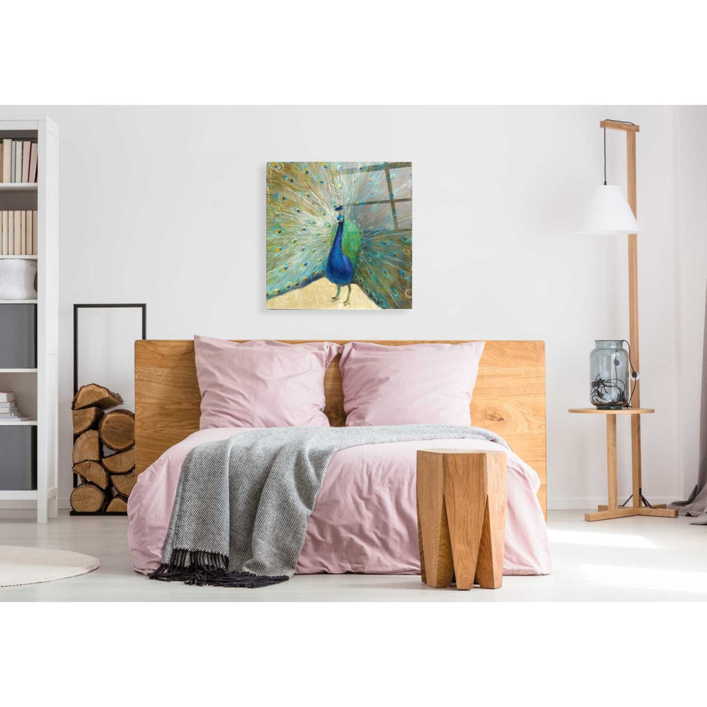 Epic Art 'Blue Peacock' by Danhui Nai, Acrylic Glass Wall Art,36x36