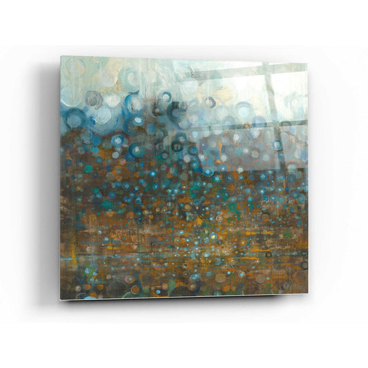 Epic Art 'Blue And Bronze Dots' by Danhui Nai, Acrylic Glass Wall Art