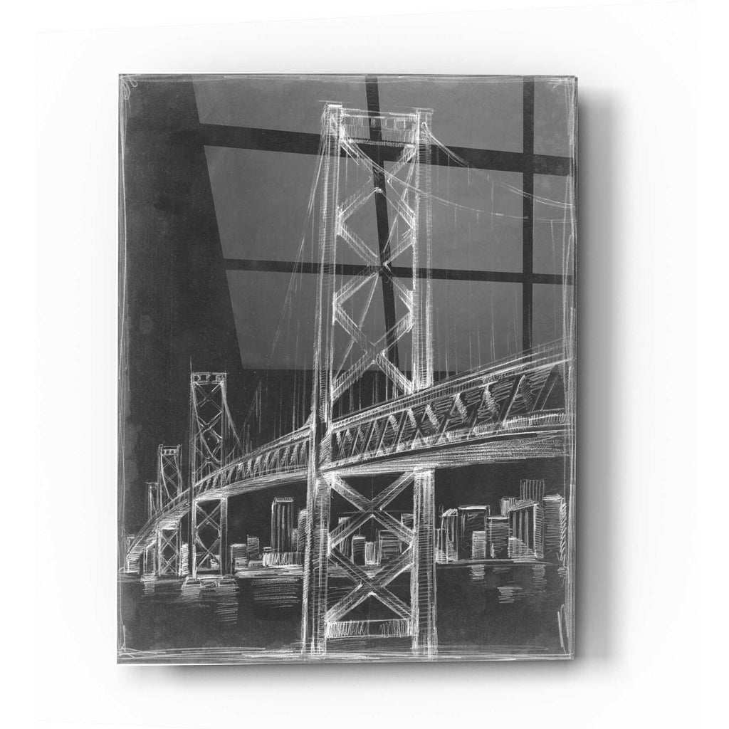 Epic Art 'Suspension Bridge Blueprint I' by Ethan Harper Acrylic Glass Wall Art